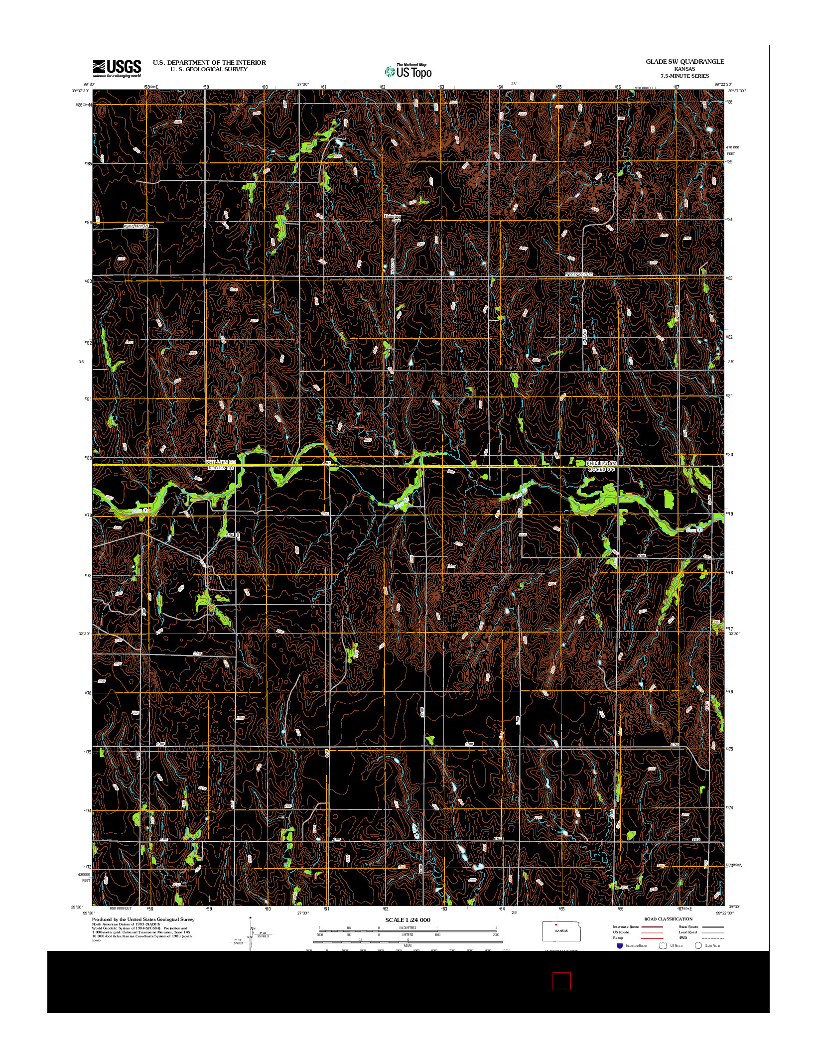 USGS US TOPO 7.5-MINUTE MAP FOR GLADE SW, KS 2012