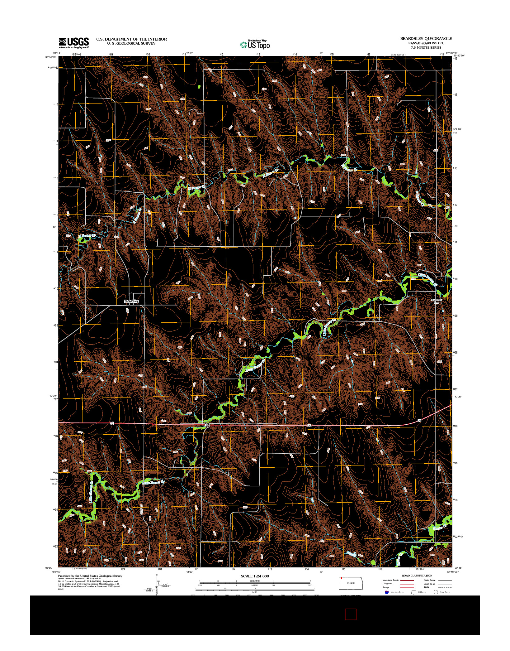 USGS US TOPO 7.5-MINUTE MAP FOR BEARDSLEY, KS 2012