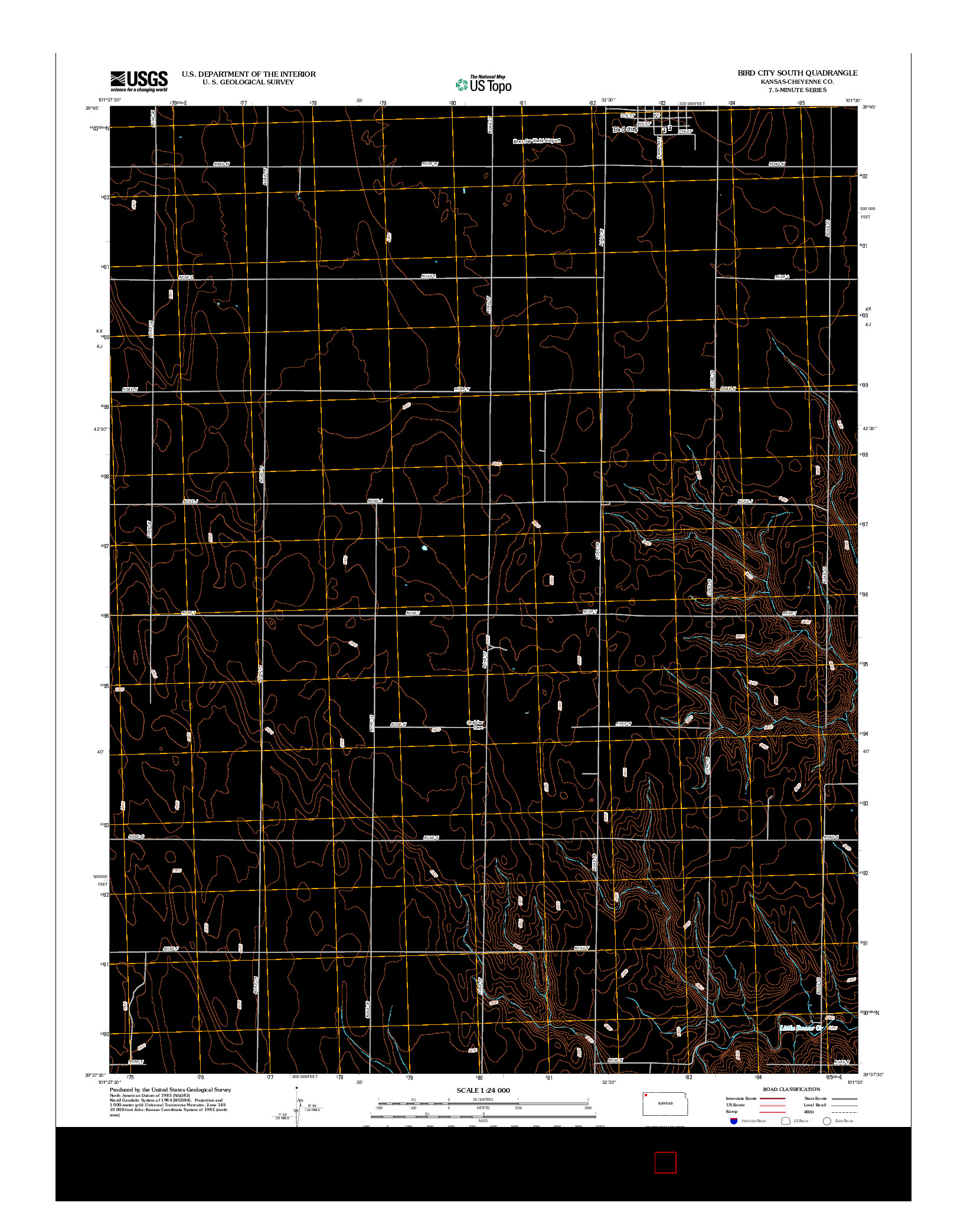 USGS US TOPO 7.5-MINUTE MAP FOR BIRD CITY SOUTH, KS 2012