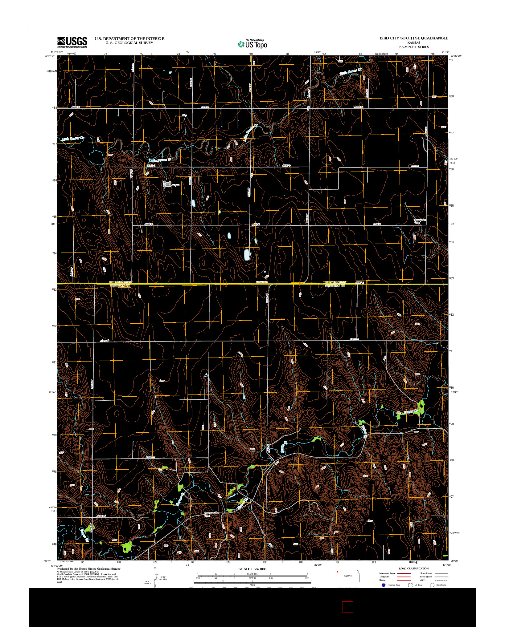 USGS US TOPO 7.5-MINUTE MAP FOR BIRD CITY SOUTH SE, KS 2012