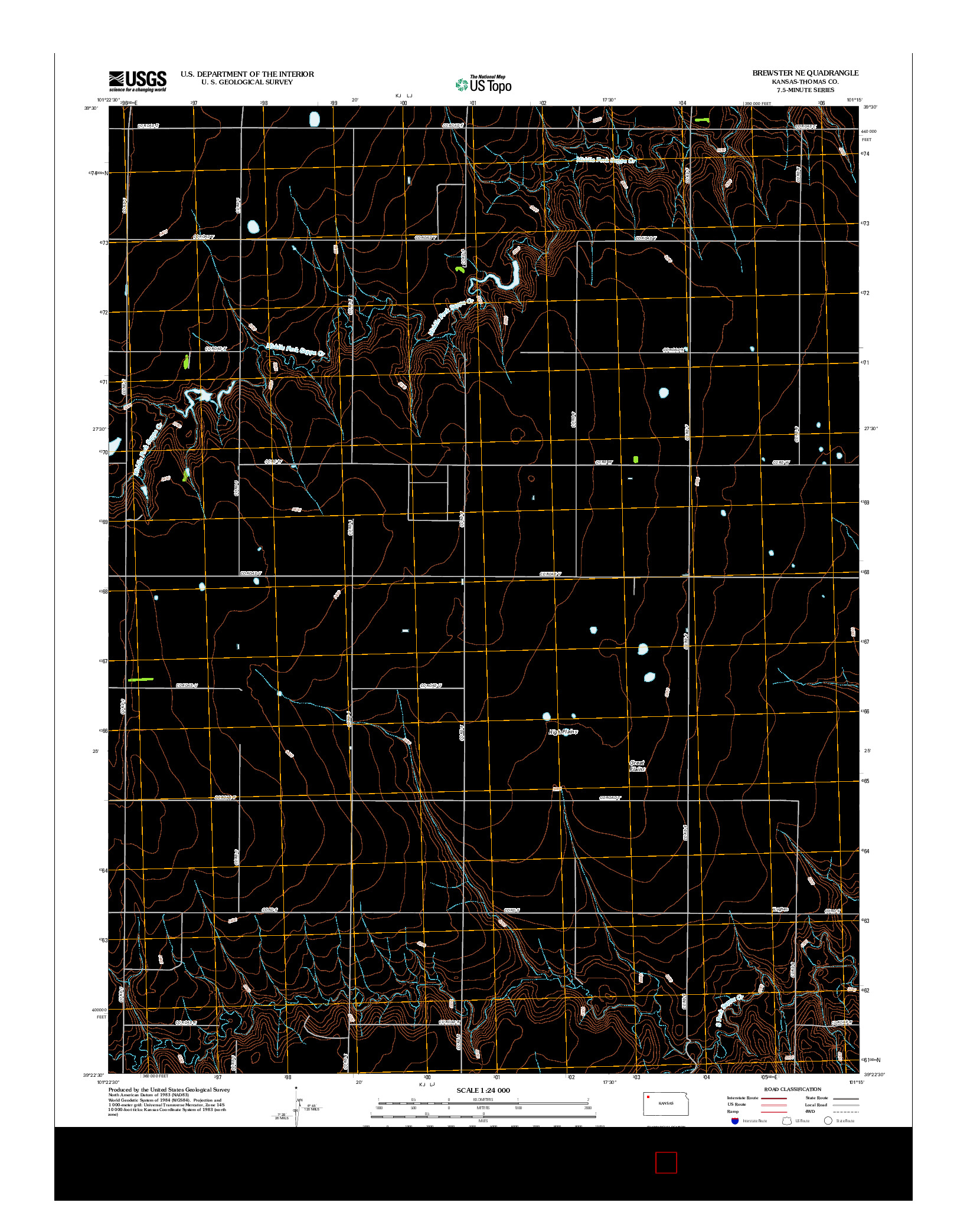 USGS US TOPO 7.5-MINUTE MAP FOR BREWSTER NE, KS 2012