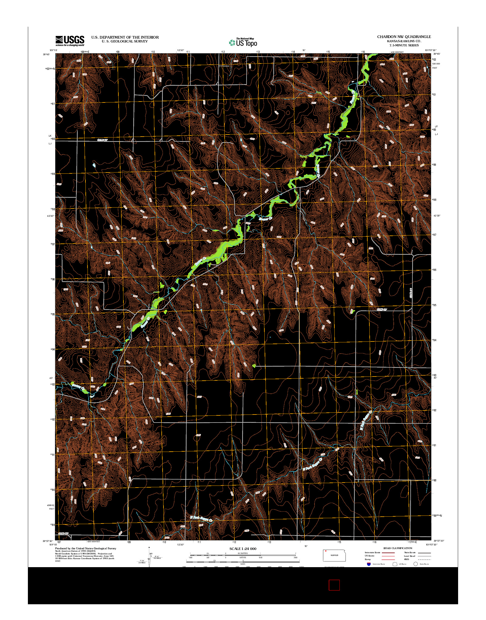 USGS US TOPO 7.5-MINUTE MAP FOR CHARDON NW, KS 2012
