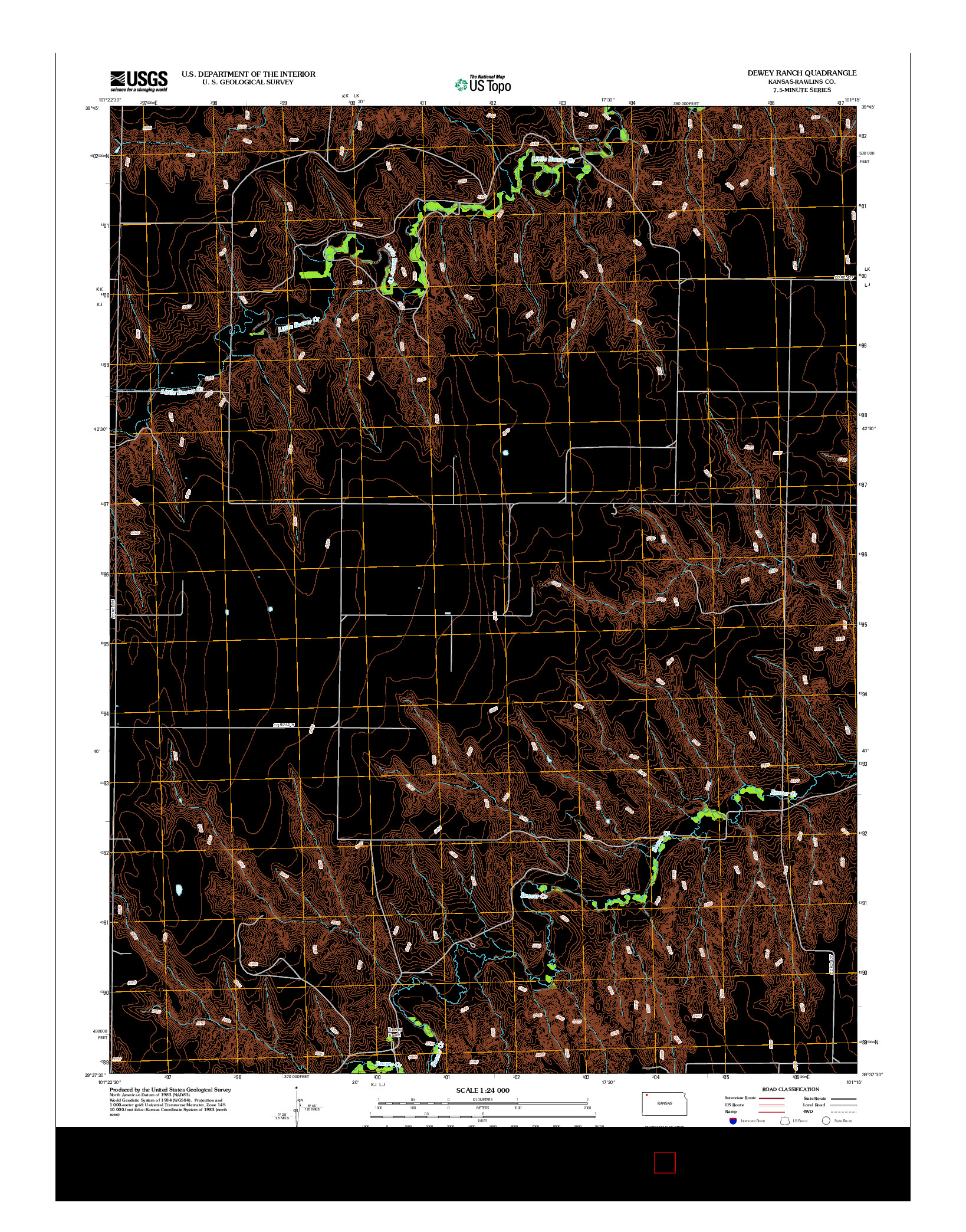 USGS US TOPO 7.5-MINUTE MAP FOR DEWEY RANCH, KS 2012