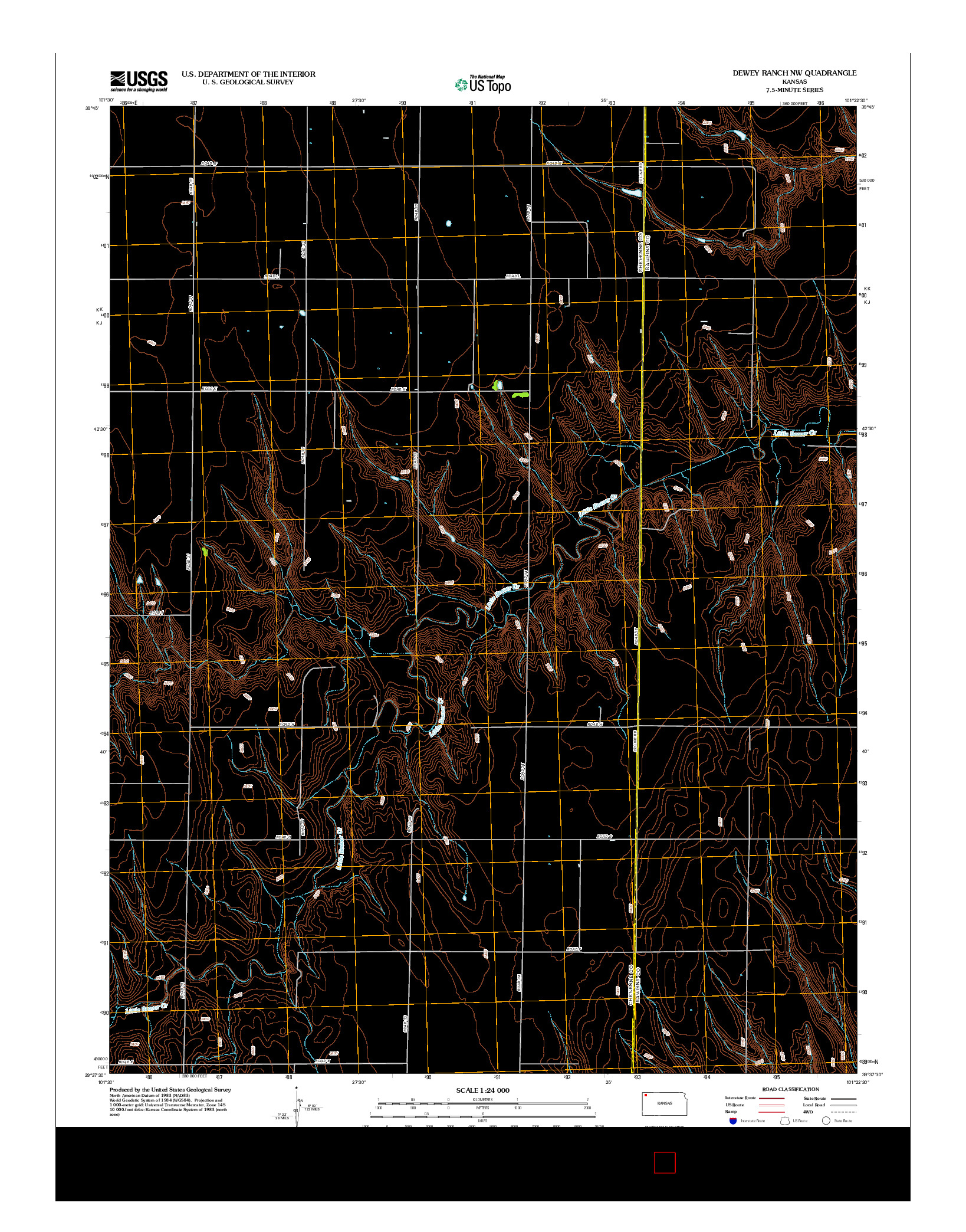 USGS US TOPO 7.5-MINUTE MAP FOR DEWEY RANCH NW, KS 2012