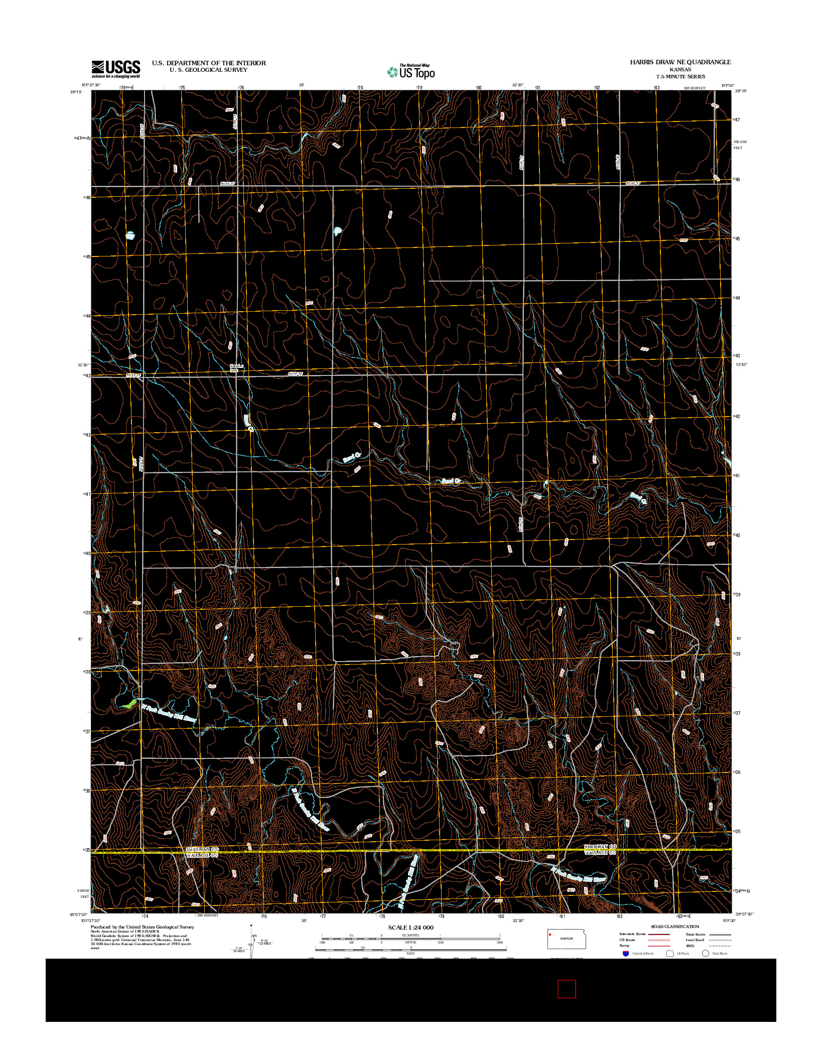 USGS US TOPO 7.5-MINUTE MAP FOR HARRIS DRAW NE, KS 2012