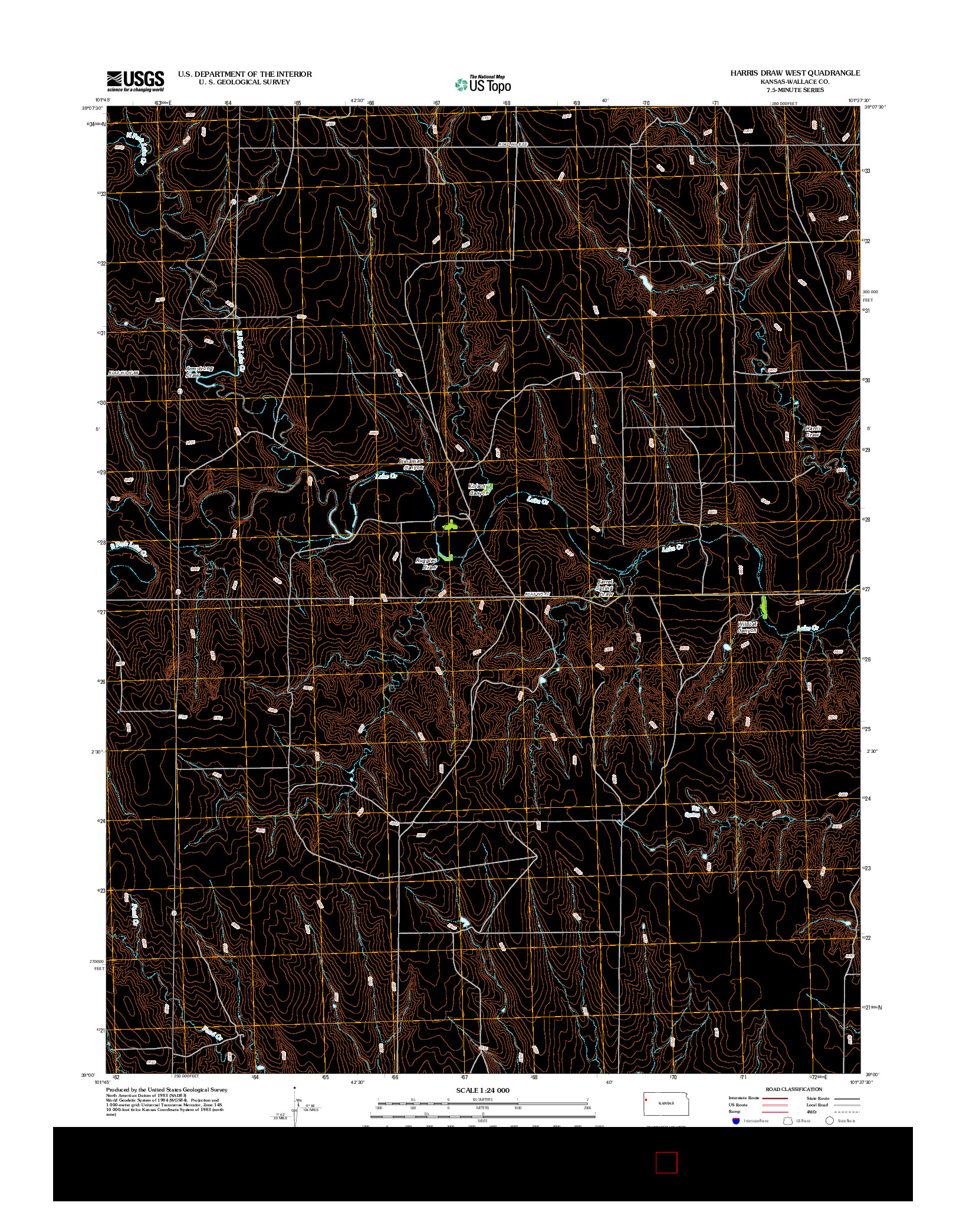 USGS US TOPO 7.5-MINUTE MAP FOR HARRIS DRAW WEST, KS 2012