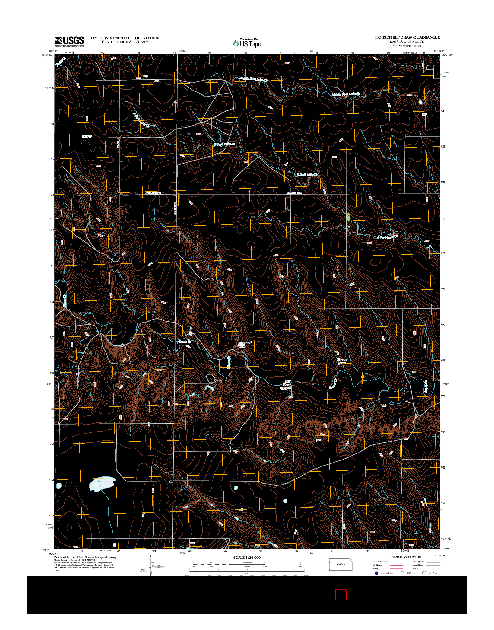 USGS US TOPO 7.5-MINUTE MAP FOR HORSETHIEF DRAW, KS 2012