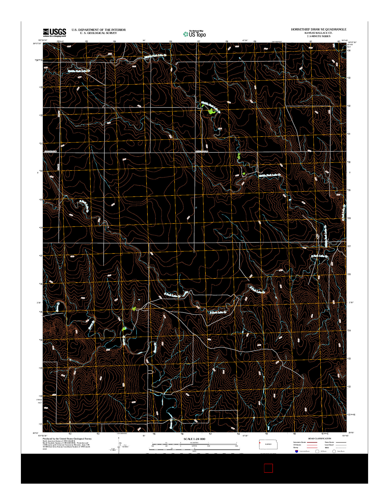 USGS US TOPO 7.5-MINUTE MAP FOR HORSETHIEF DRAW SE, KS 2012