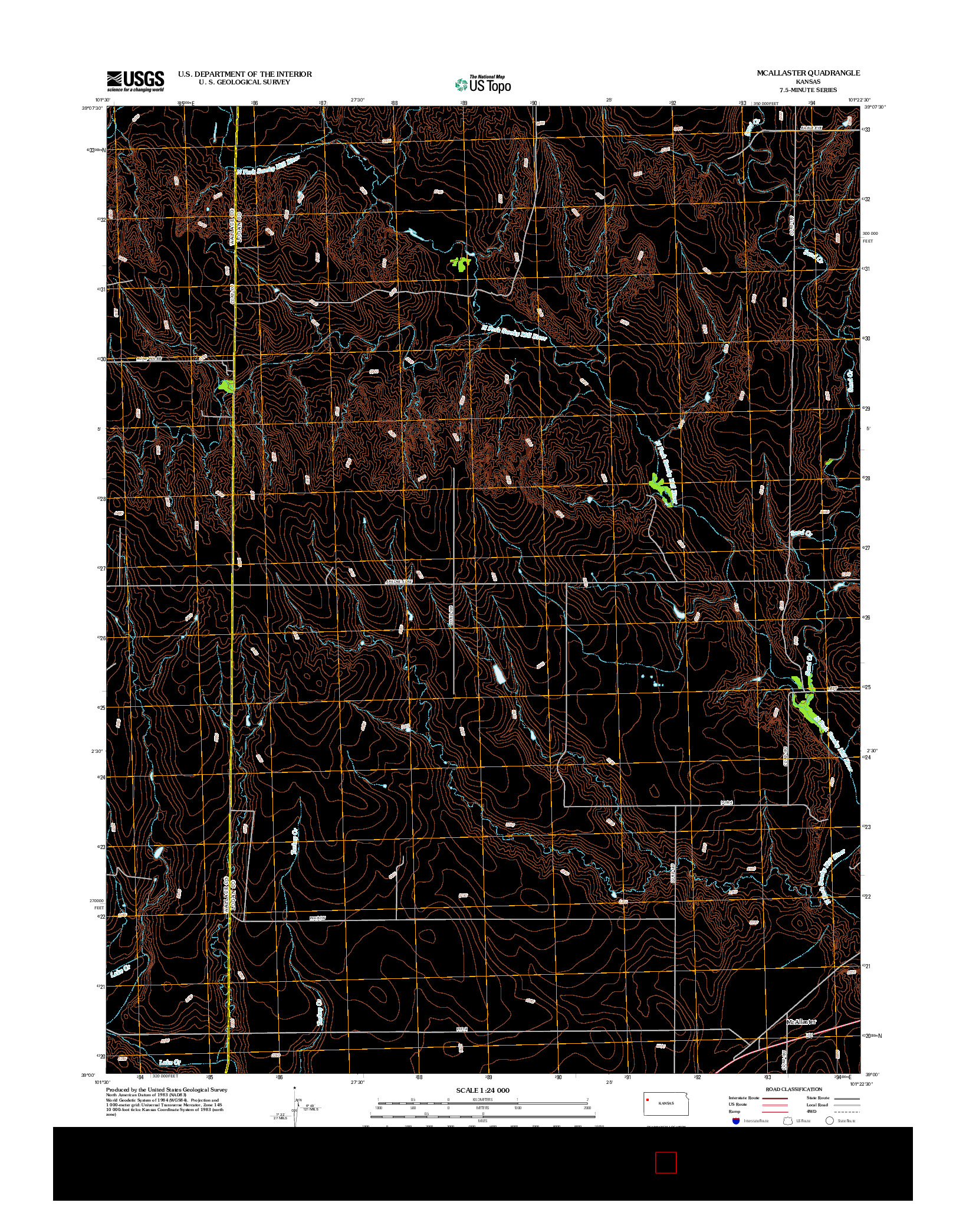 USGS US TOPO 7.5-MINUTE MAP FOR MCALLASTER, KS 2012