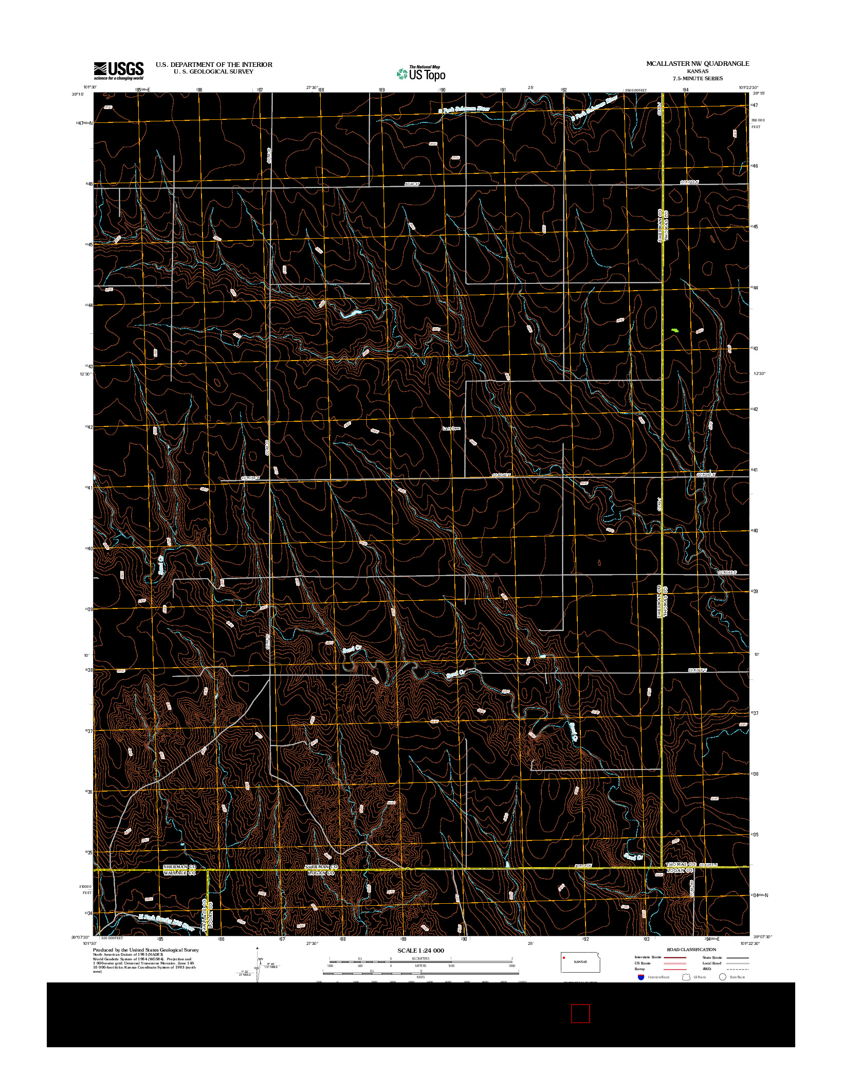 USGS US TOPO 7.5-MINUTE MAP FOR MCALLASTER NW, KS 2012