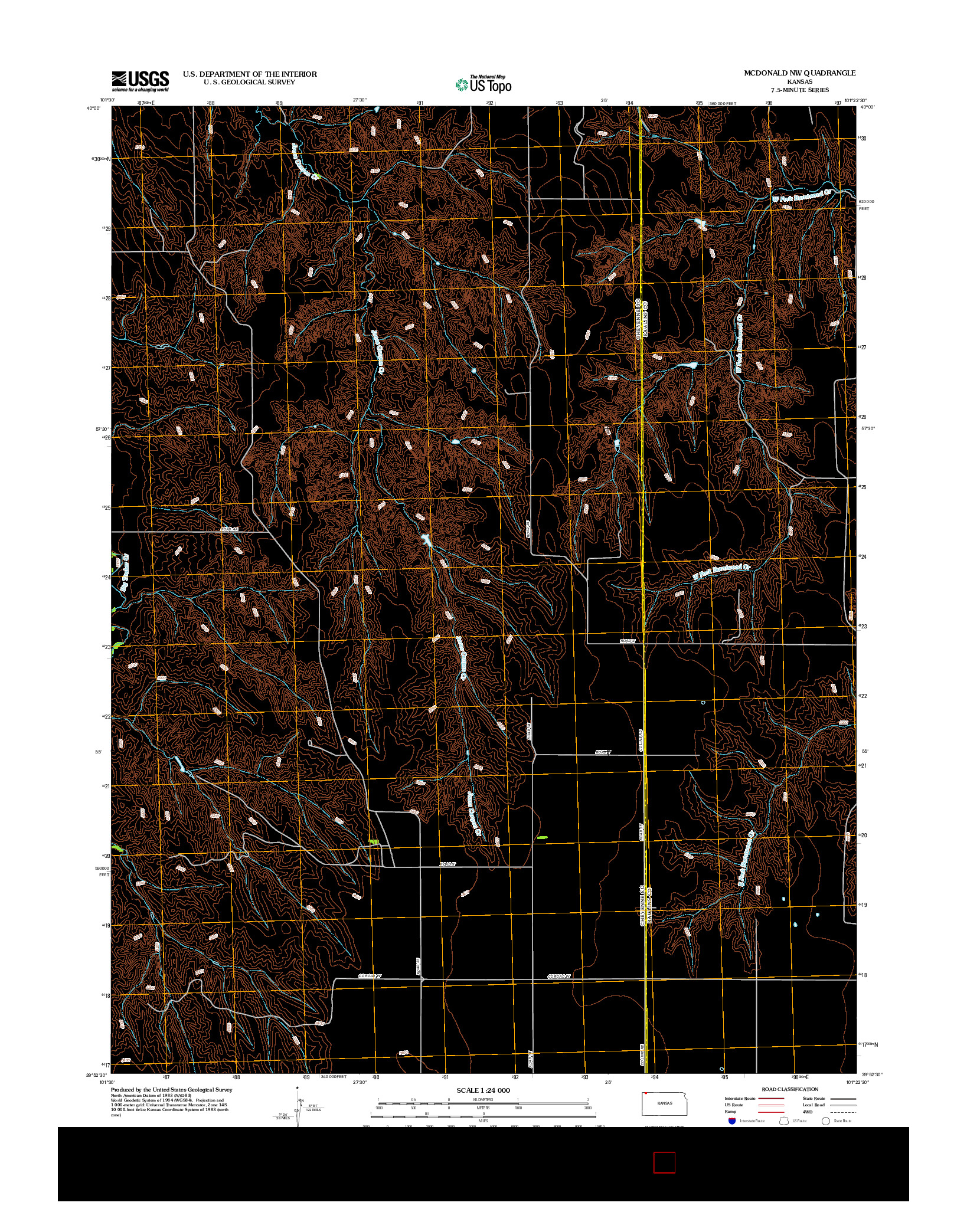 USGS US TOPO 7.5-MINUTE MAP FOR MCDONALD NW, KS 2012