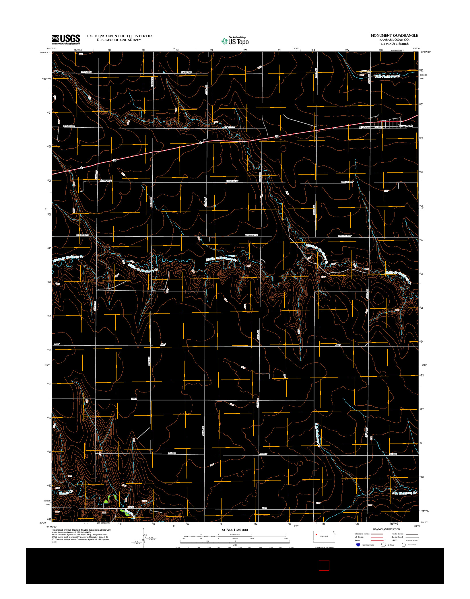 USGS US TOPO 7.5-MINUTE MAP FOR MONUMENT, KS 2012