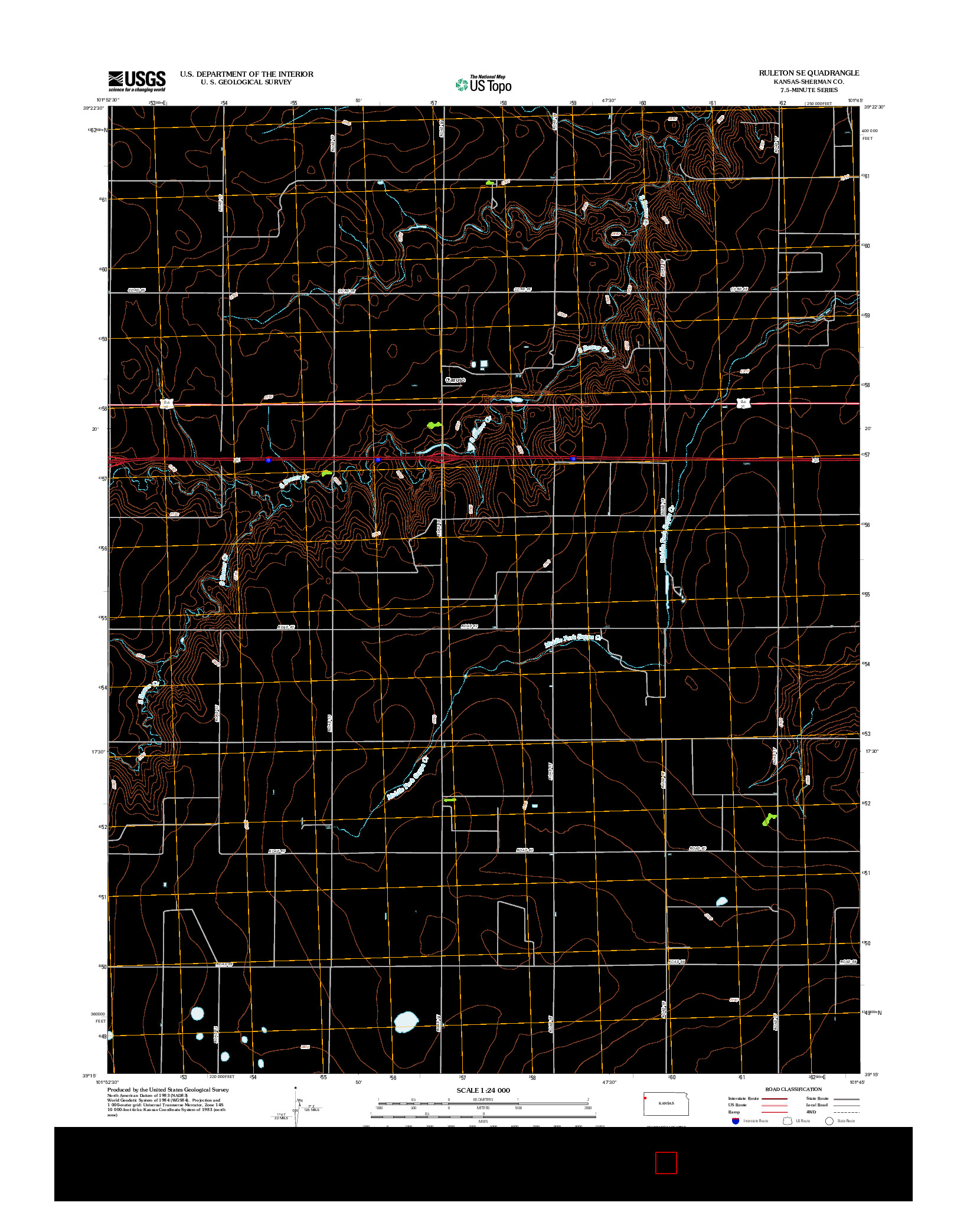 USGS US TOPO 7.5-MINUTE MAP FOR RULETON SE, KS 2012