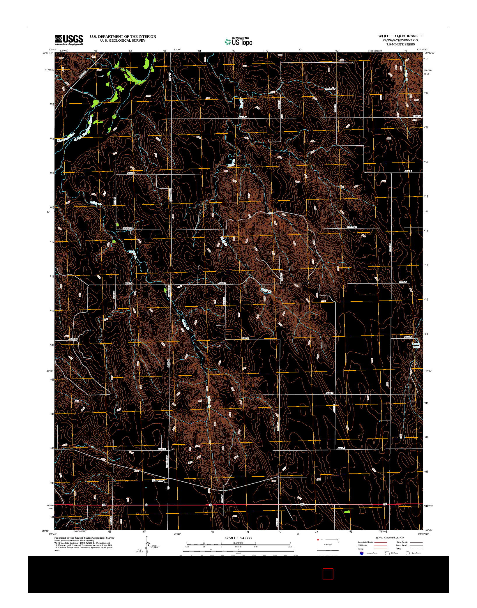 USGS US TOPO 7.5-MINUTE MAP FOR WHEELER, KS 2012