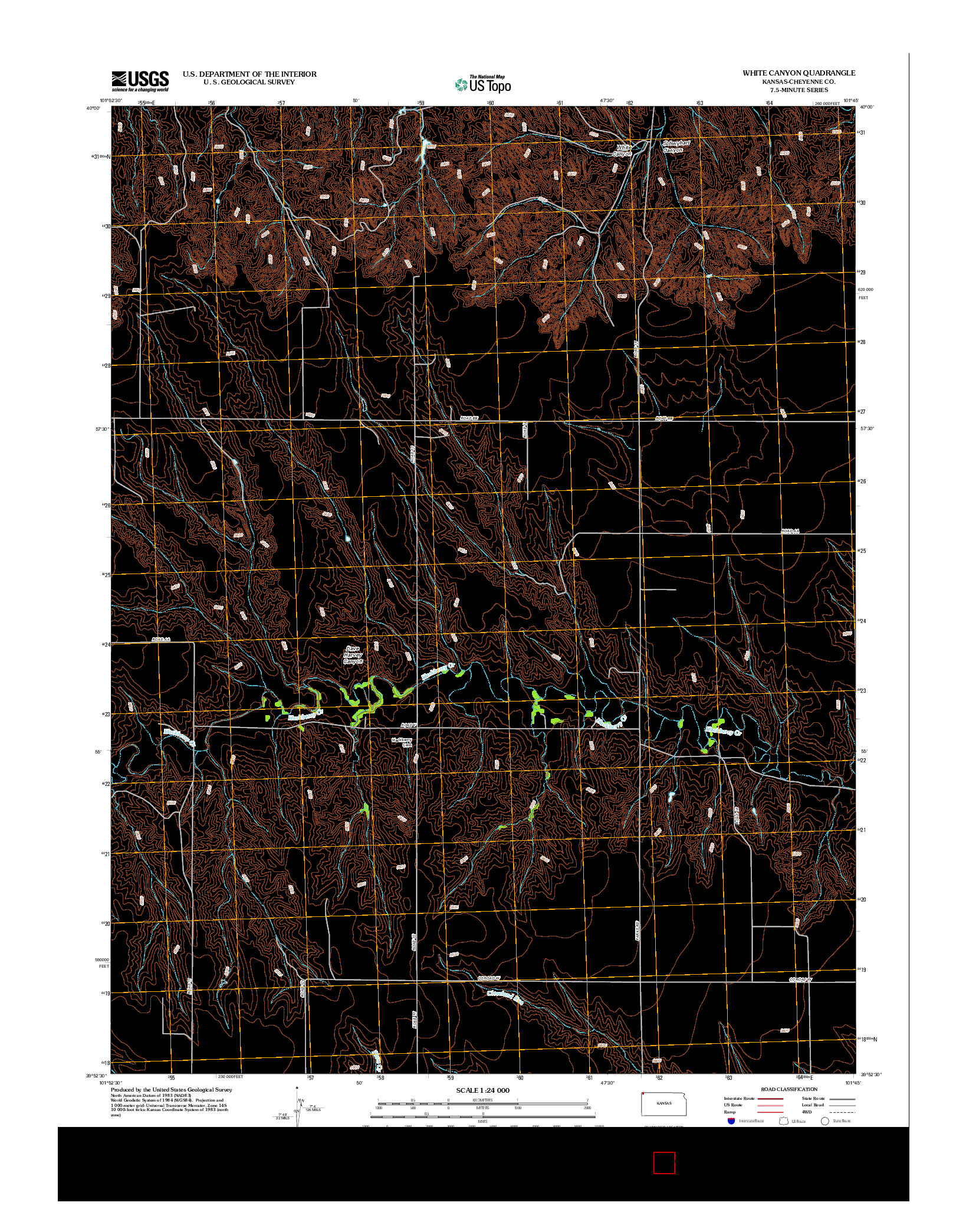USGS US TOPO 7.5-MINUTE MAP FOR WHITE CANYON, KS 2012