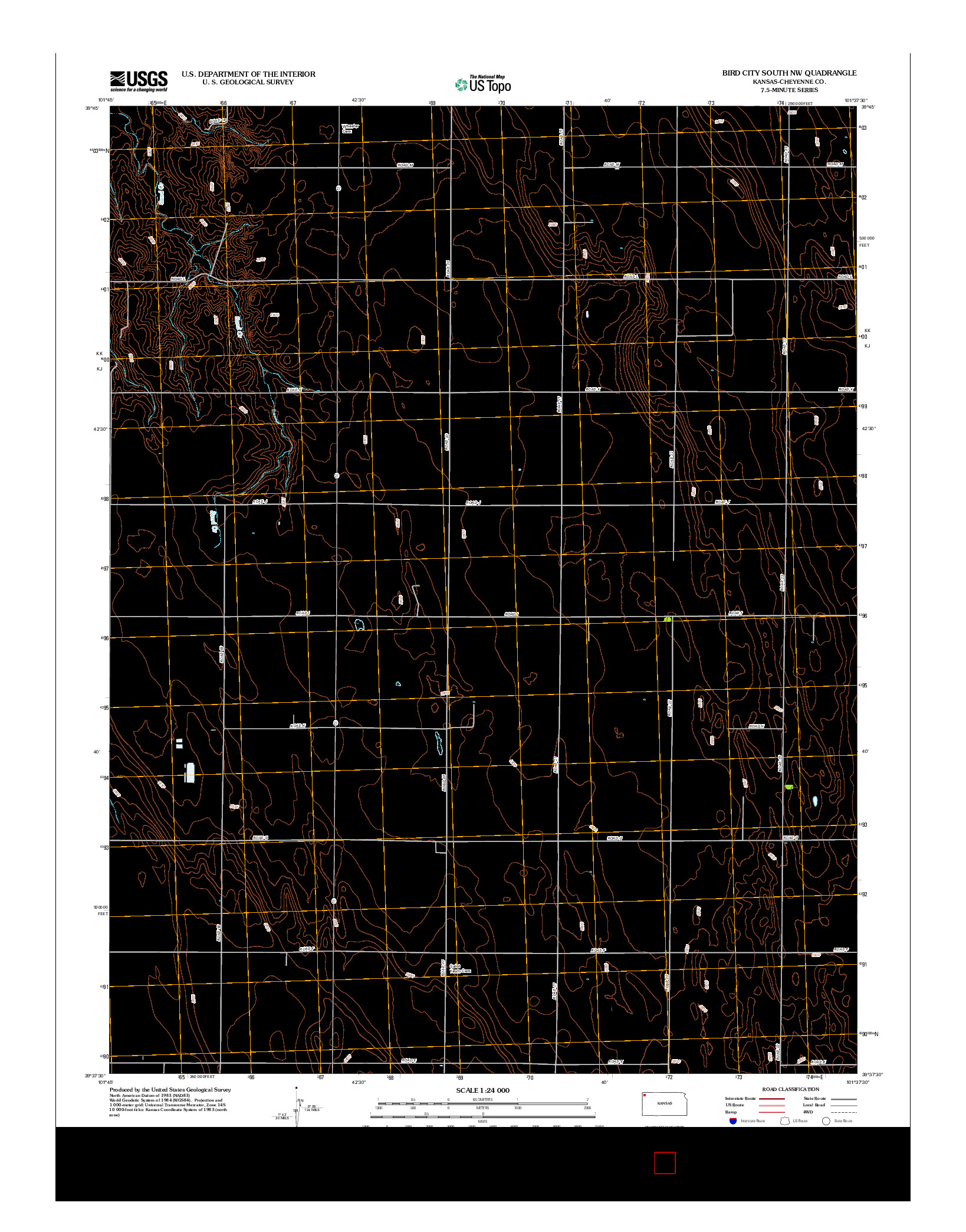 USGS US TOPO 7.5-MINUTE MAP FOR BIRD CITY SOUTH NW, KS 2012