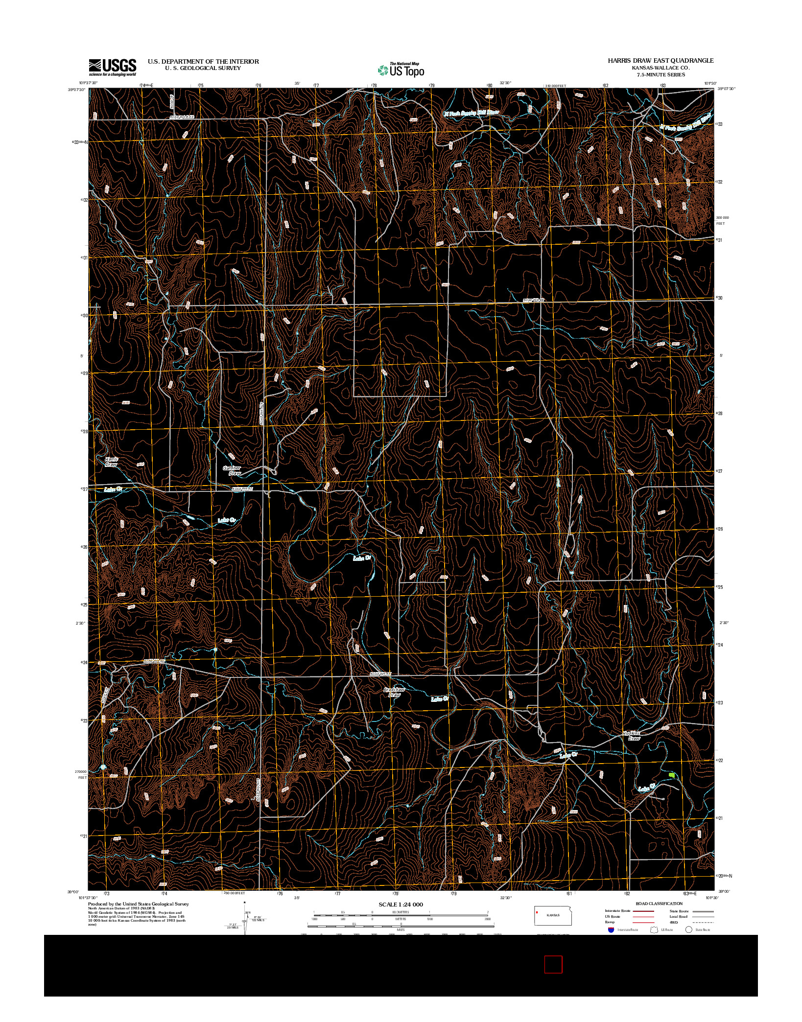 USGS US TOPO 7.5-MINUTE MAP FOR HARRIS DRAW EAST, KS 2012