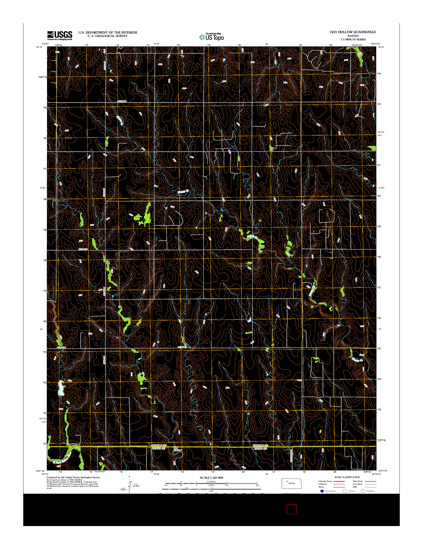 USGS US TOPO 7.5-MINUTE MAP FOR HAY HOLLOW, KS 2012