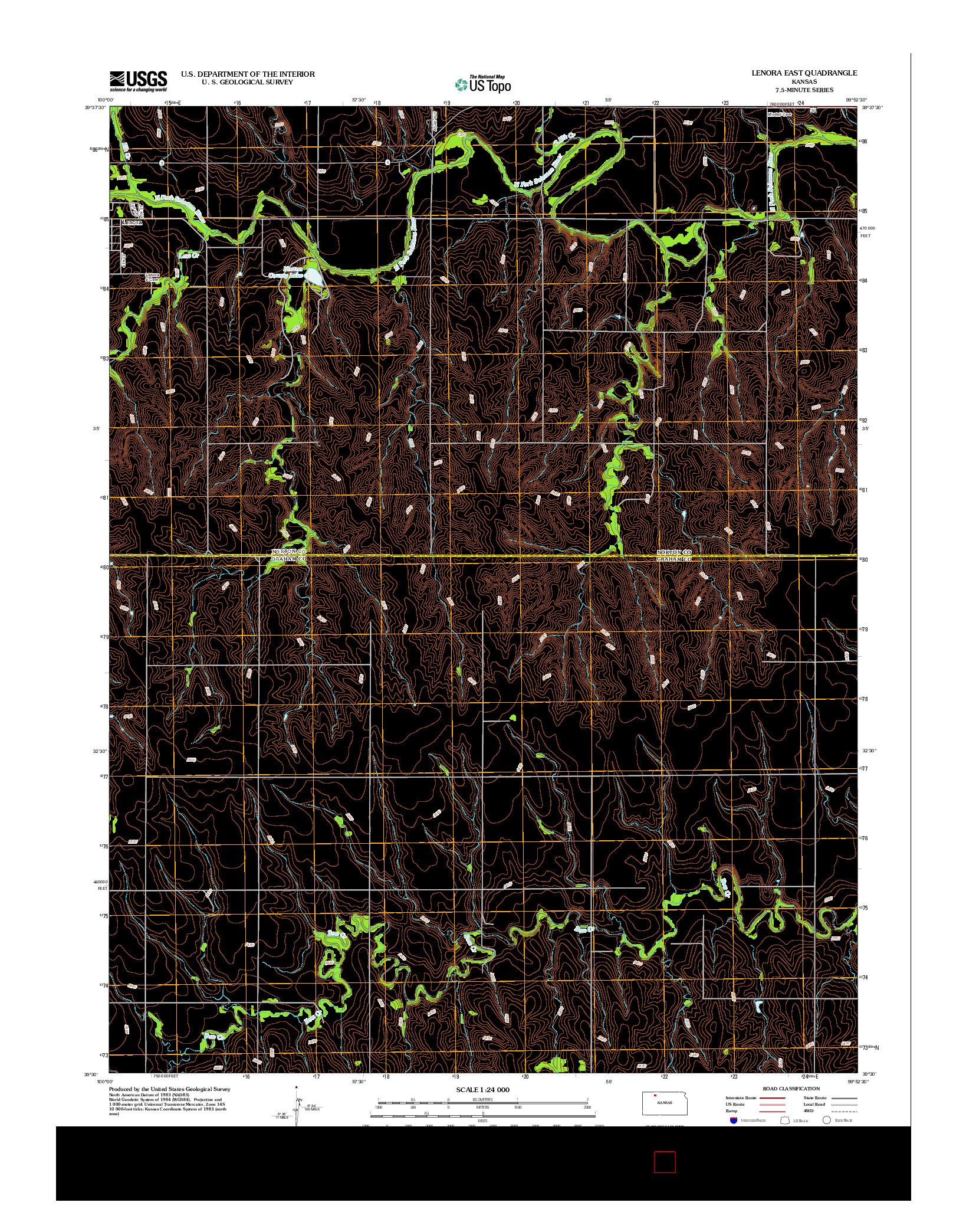 USGS US TOPO 7.5-MINUTE MAP FOR LENORA EAST, KS 2012