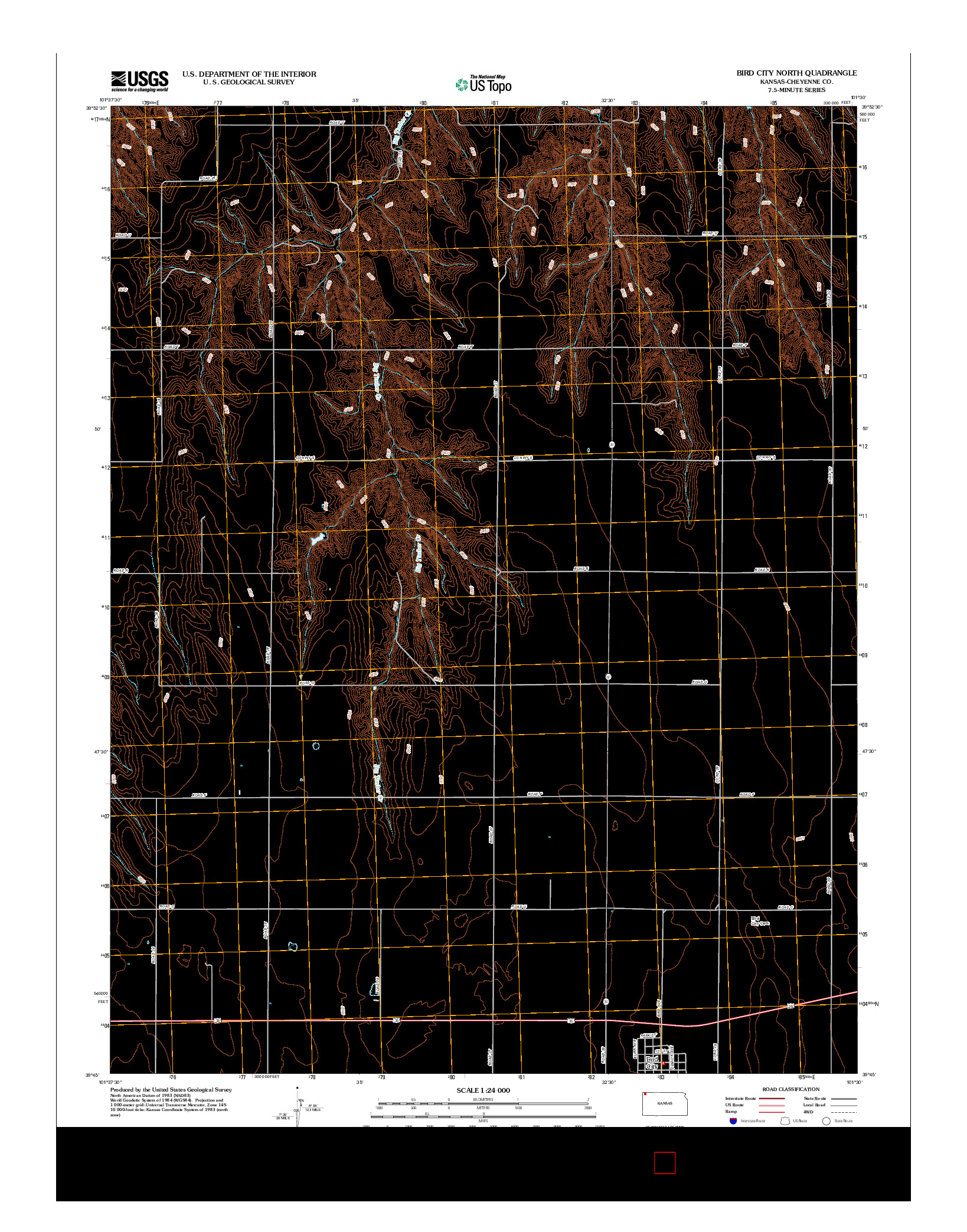 USGS US TOPO 7.5-MINUTE MAP FOR BIRD CITY NORTH, KS 2012