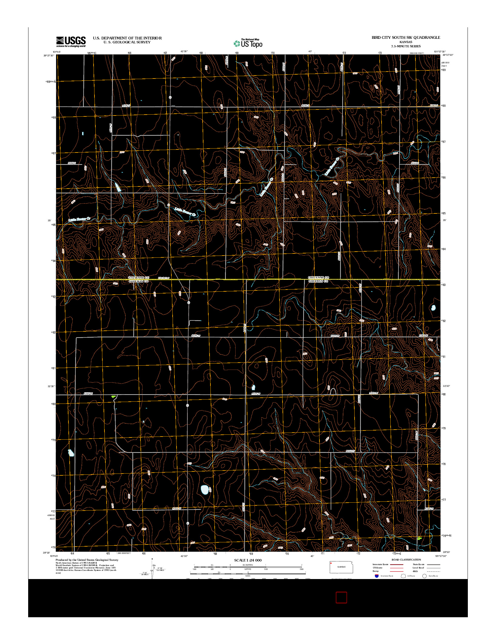 USGS US TOPO 7.5-MINUTE MAP FOR BIRD CITY SOUTH SW, KS 2012
