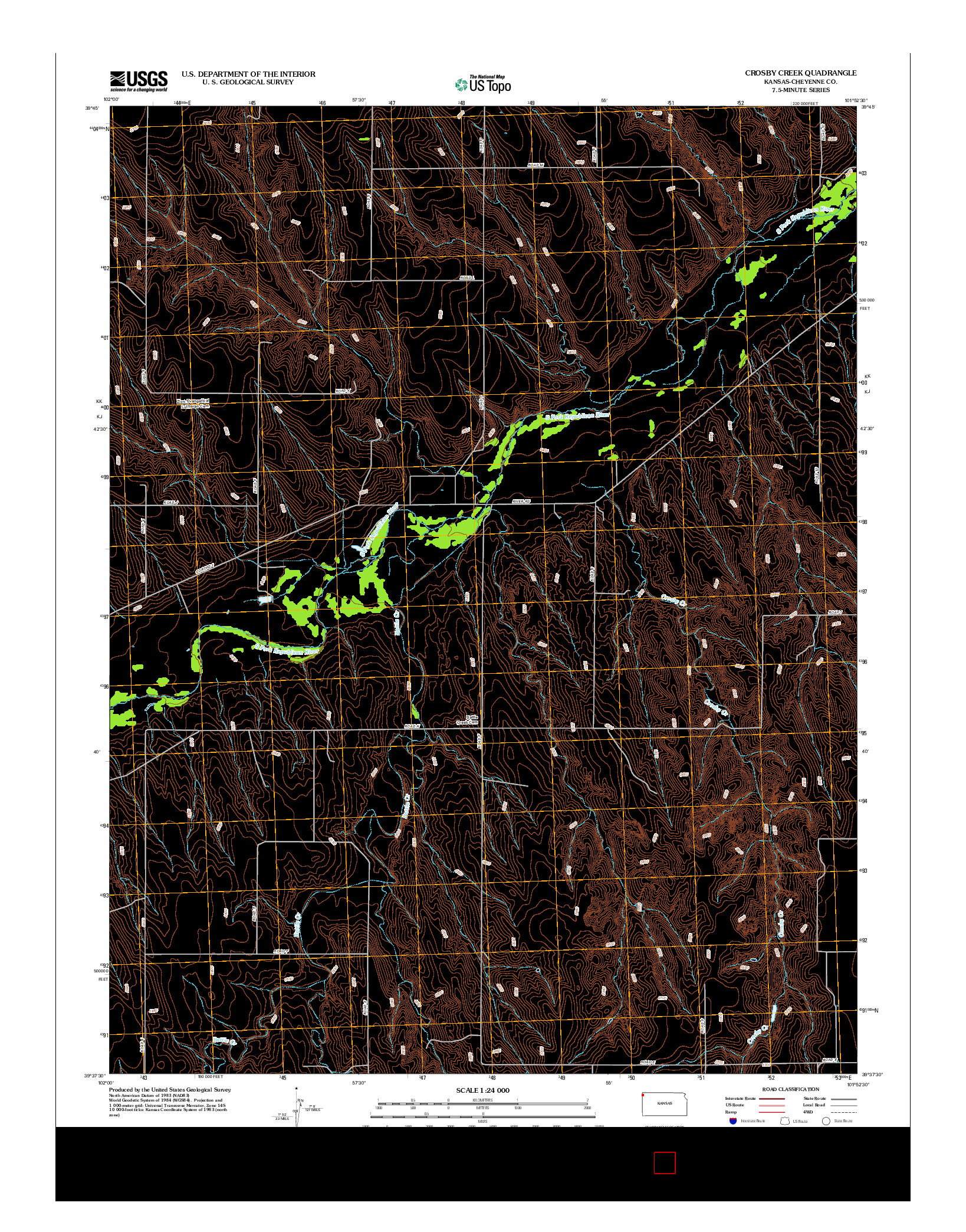 USGS US TOPO 7.5-MINUTE MAP FOR CROSBY CREEK, KS 2012
