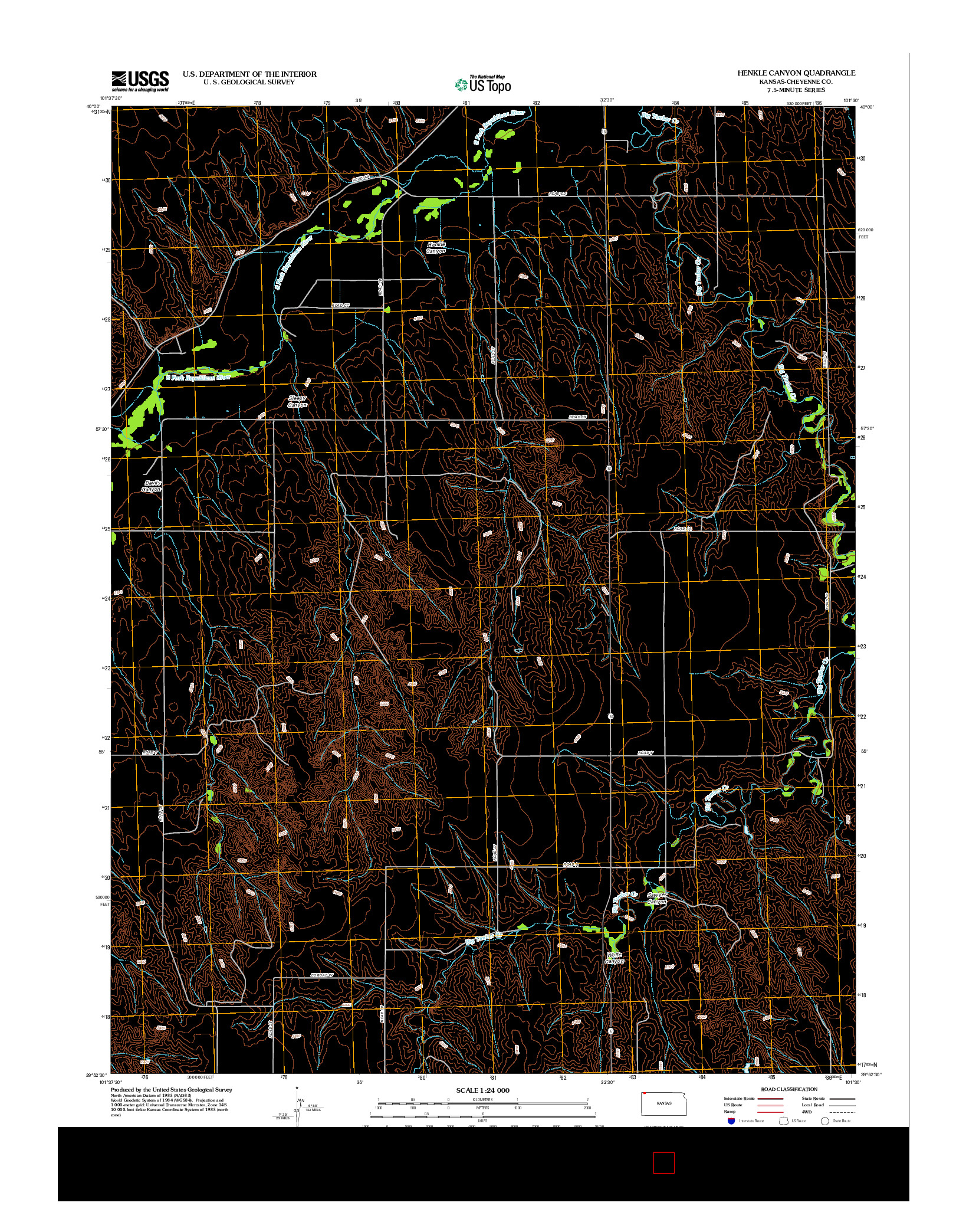 USGS US TOPO 7.5-MINUTE MAP FOR HENKLE CANYON, KS 2012