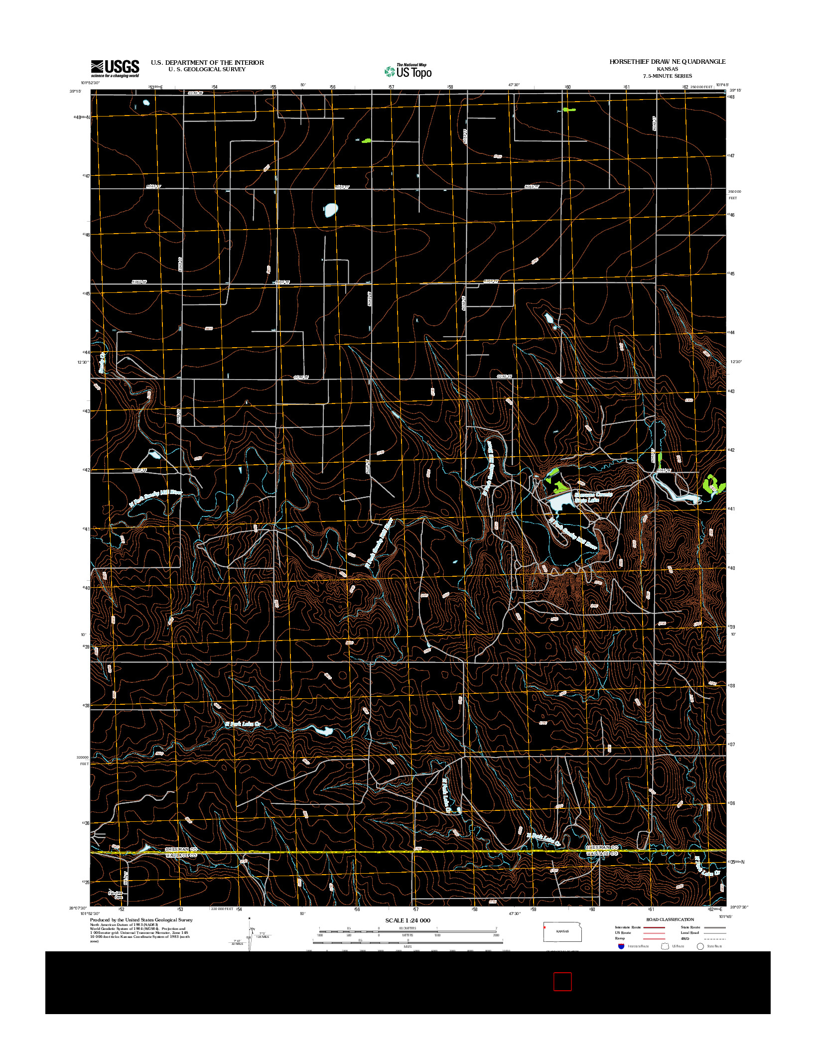 USGS US TOPO 7.5-MINUTE MAP FOR HORSETHIEF DRAW NE, KS 2012
