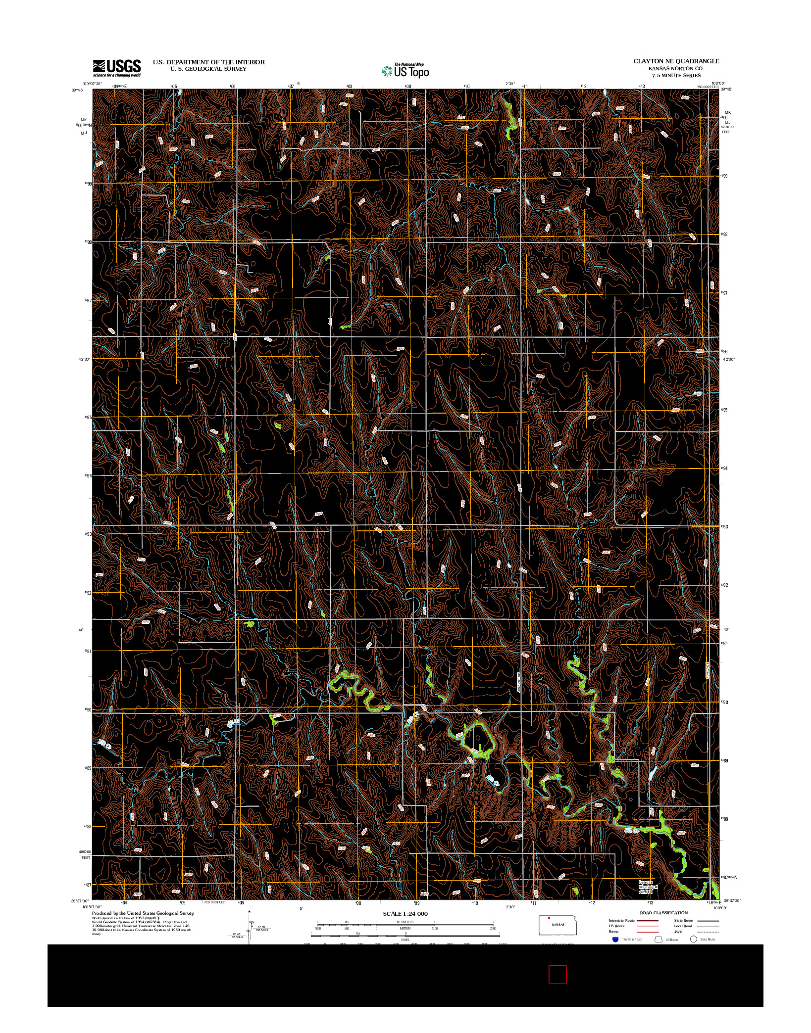 USGS US TOPO 7.5-MINUTE MAP FOR CLAYTON NE, KS 2012