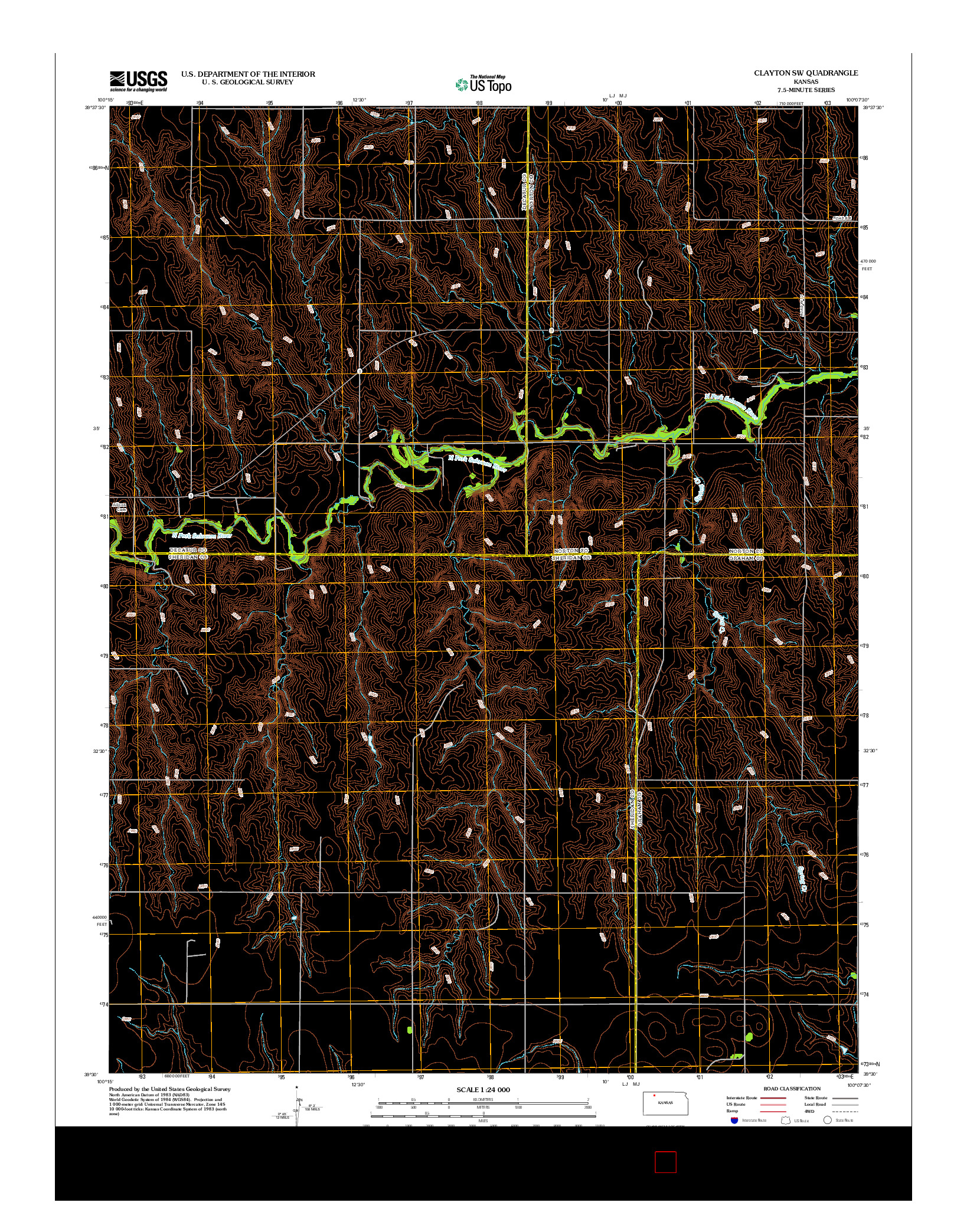 USGS US TOPO 7.5-MINUTE MAP FOR CLAYTON SW, KS 2012