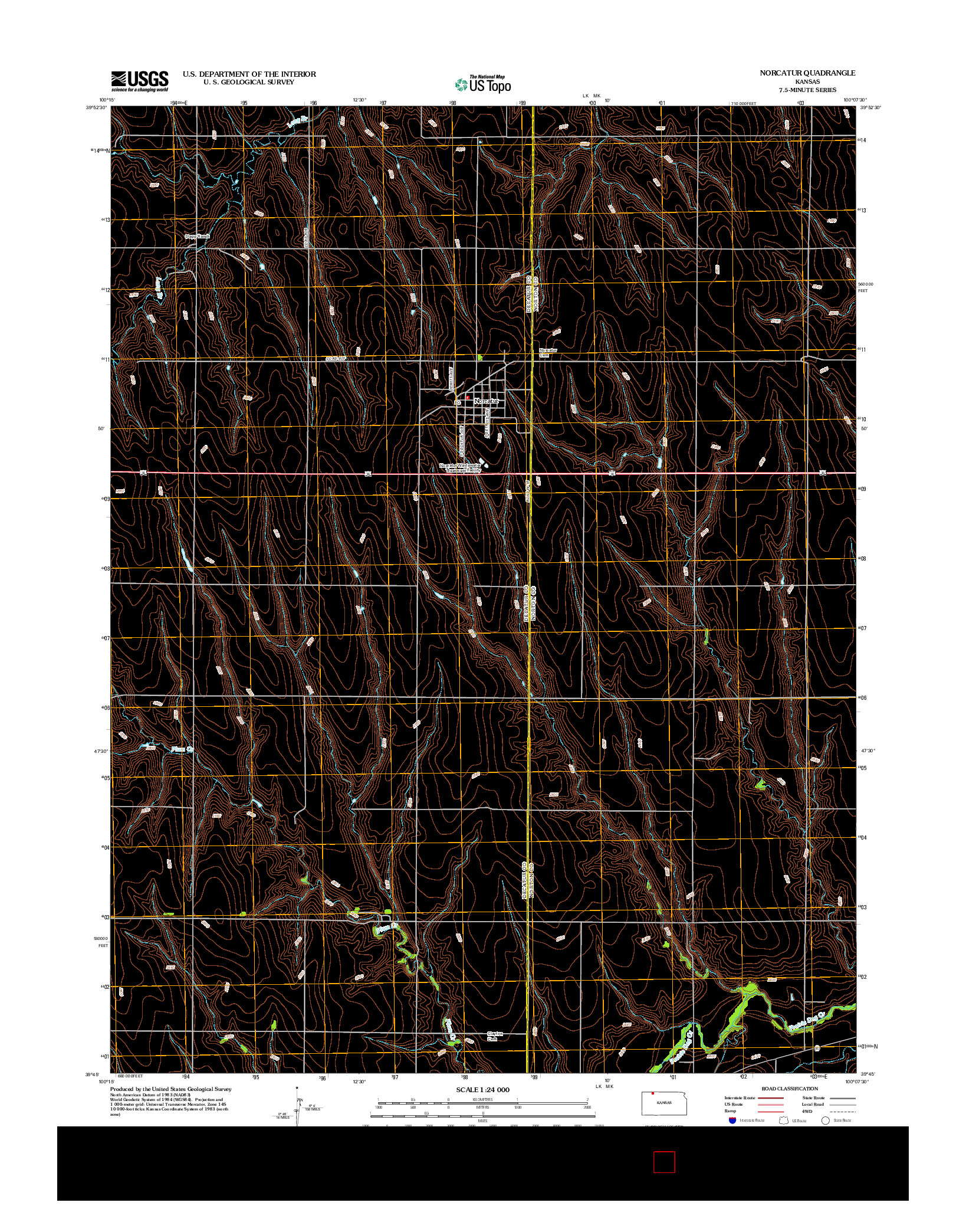 USGS US TOPO 7.5-MINUTE MAP FOR NORCATUR, KS 2012