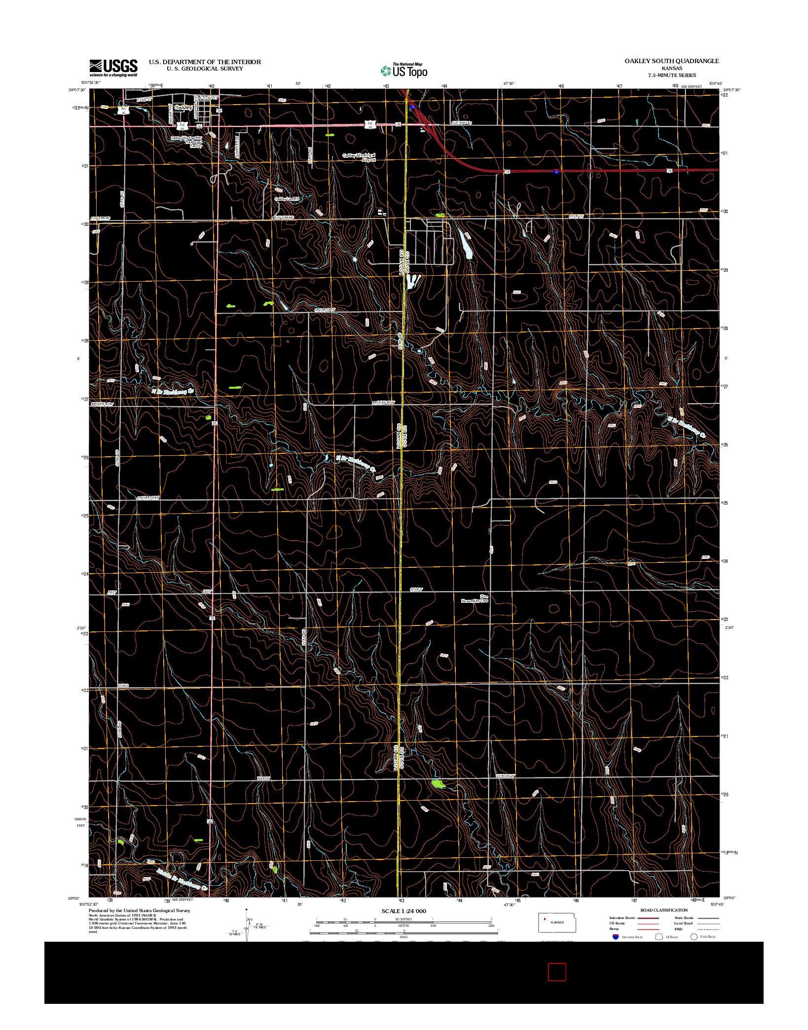 USGS US TOPO 7.5-MINUTE MAP FOR OAKLEY SOUTH, KS 2012
