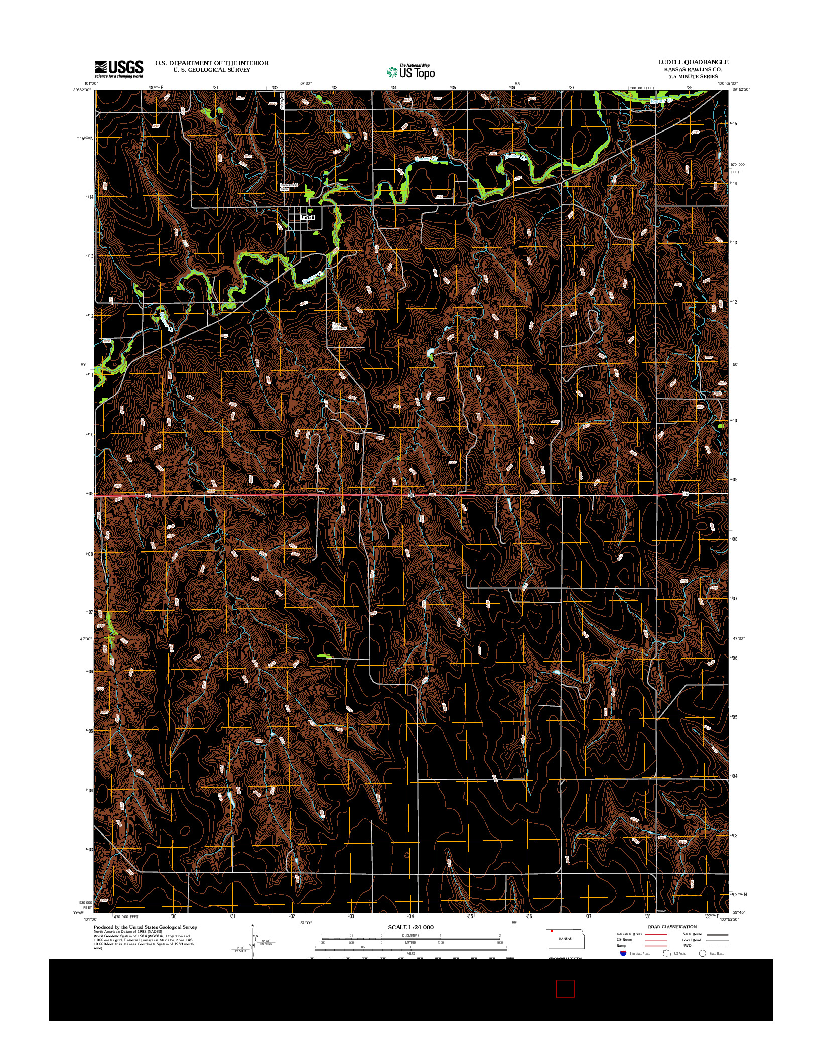 USGS US TOPO 7.5-MINUTE MAP FOR LUDELL, KS 2012