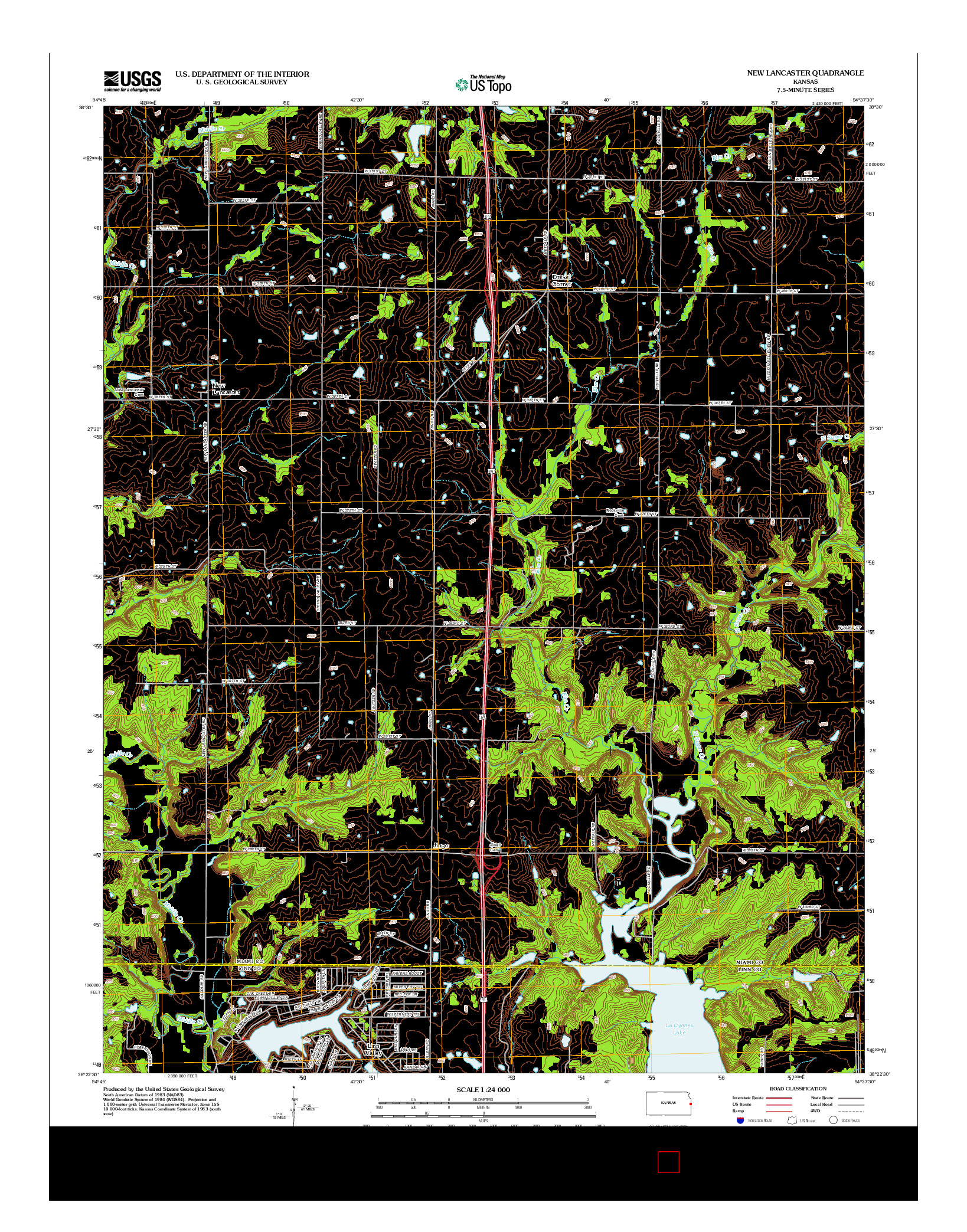 USGS US TOPO 7.5-MINUTE MAP FOR NEW LANCASTER, KS 2012