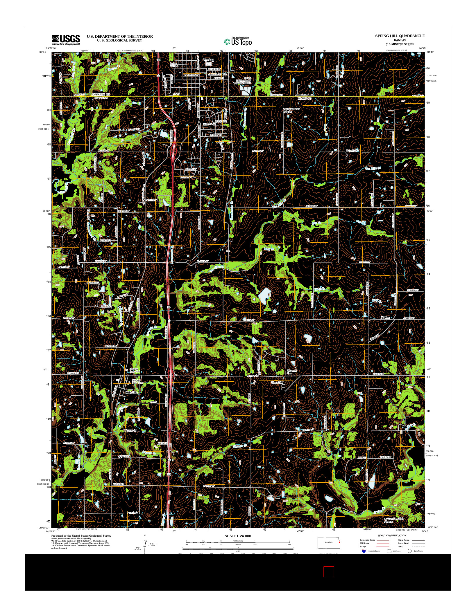 USGS US TOPO 7.5-MINUTE MAP FOR SPRING HILL, KS 2012