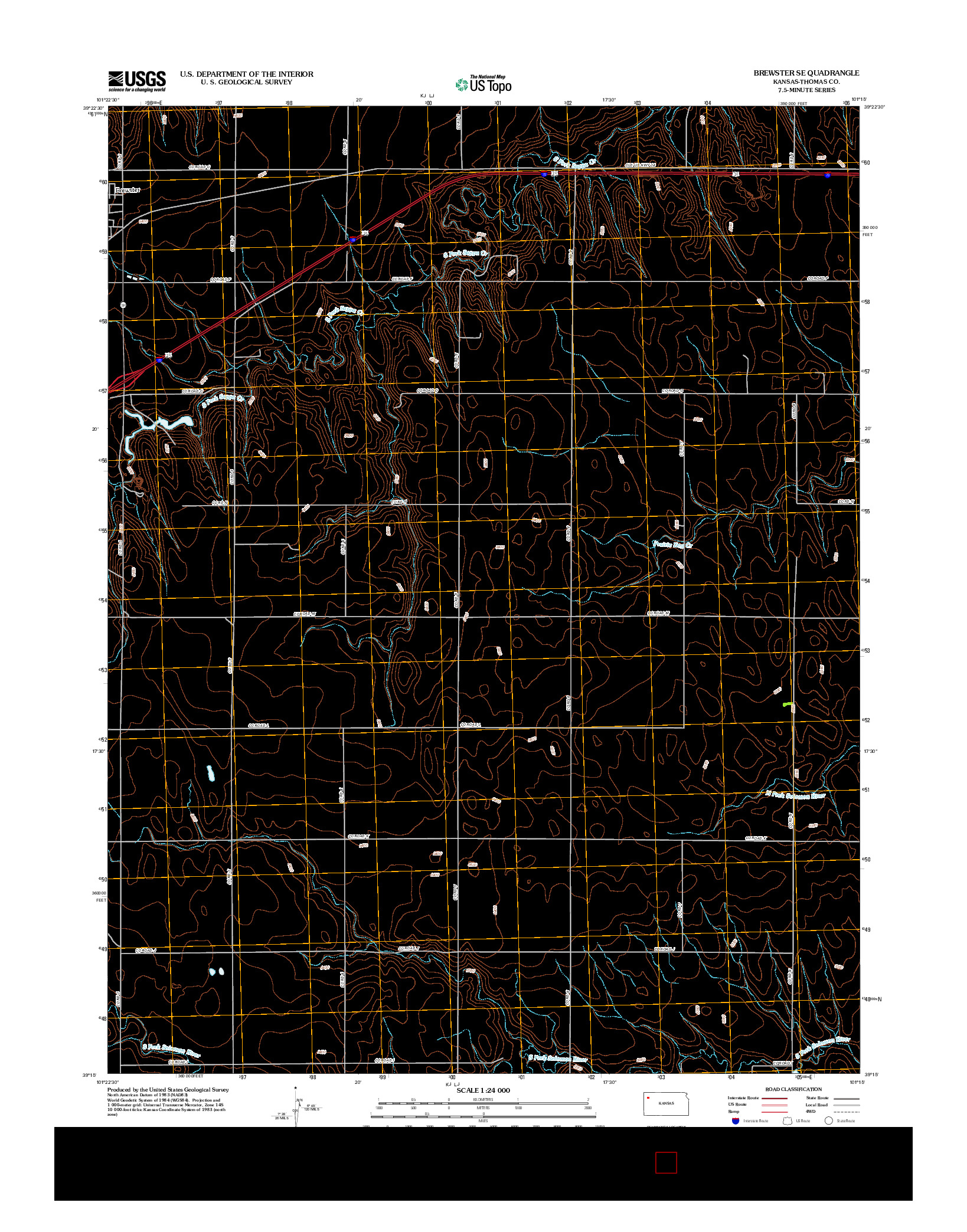 USGS US TOPO 7.5-MINUTE MAP FOR BREWSTER SE, KS 2012