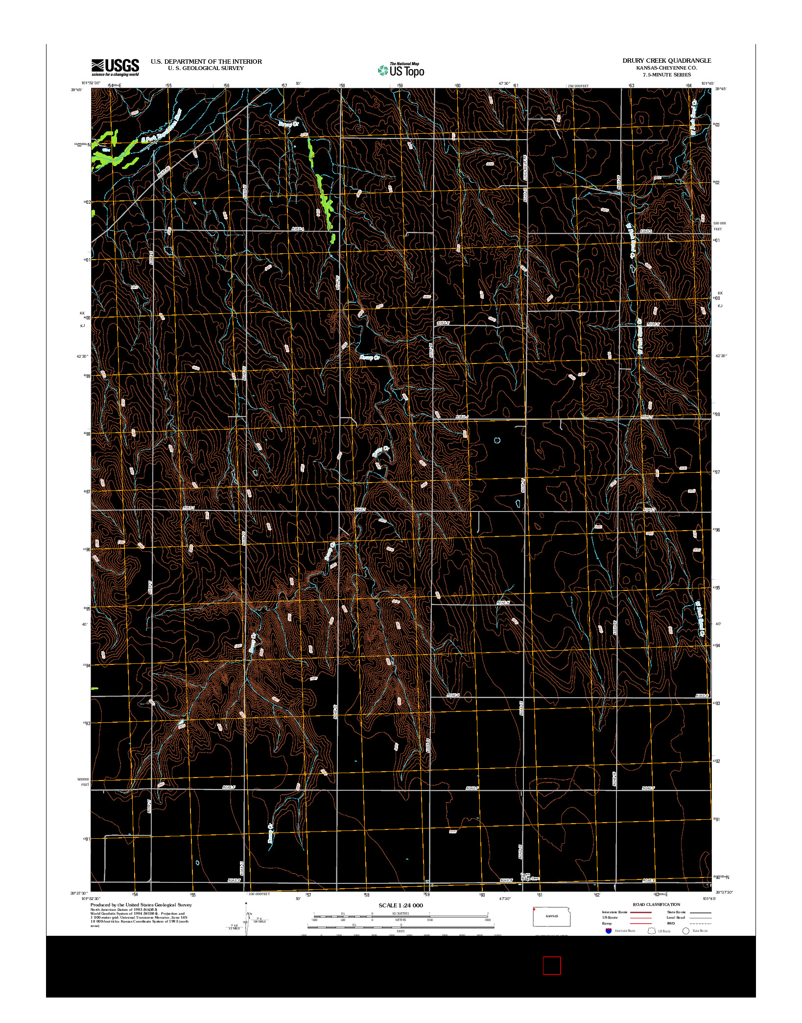 USGS US TOPO 7.5-MINUTE MAP FOR DRURY CREEK, KS 2012