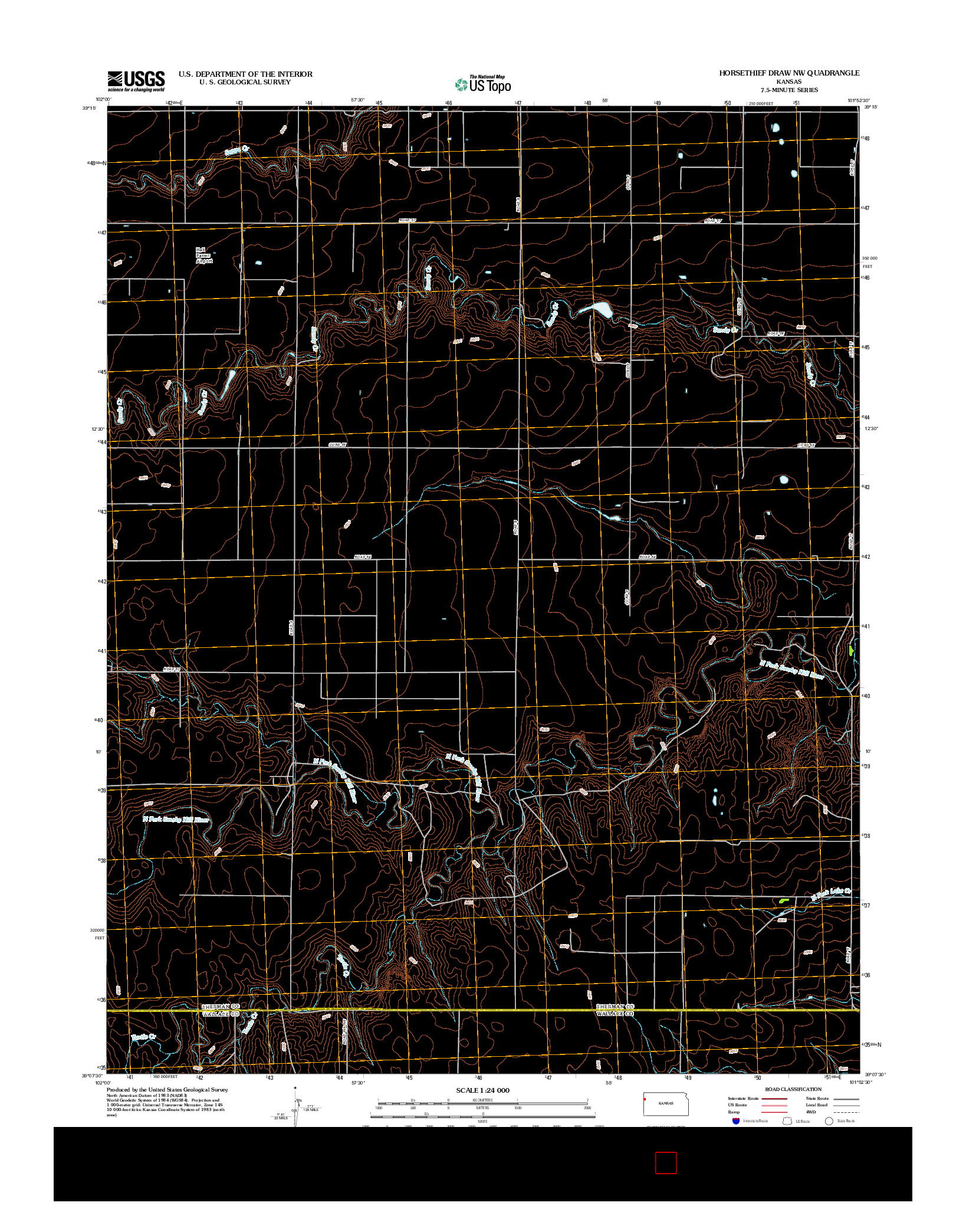 USGS US TOPO 7.5-MINUTE MAP FOR HORSETHIEF DRAW NW, KS 2012