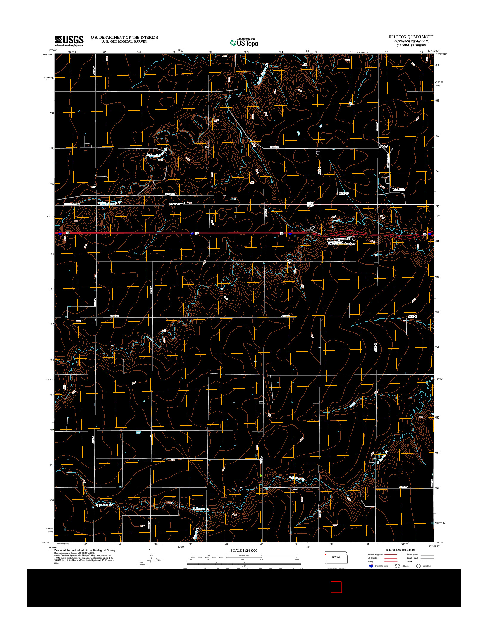 USGS US TOPO 7.5-MINUTE MAP FOR RULETON, KS 2012