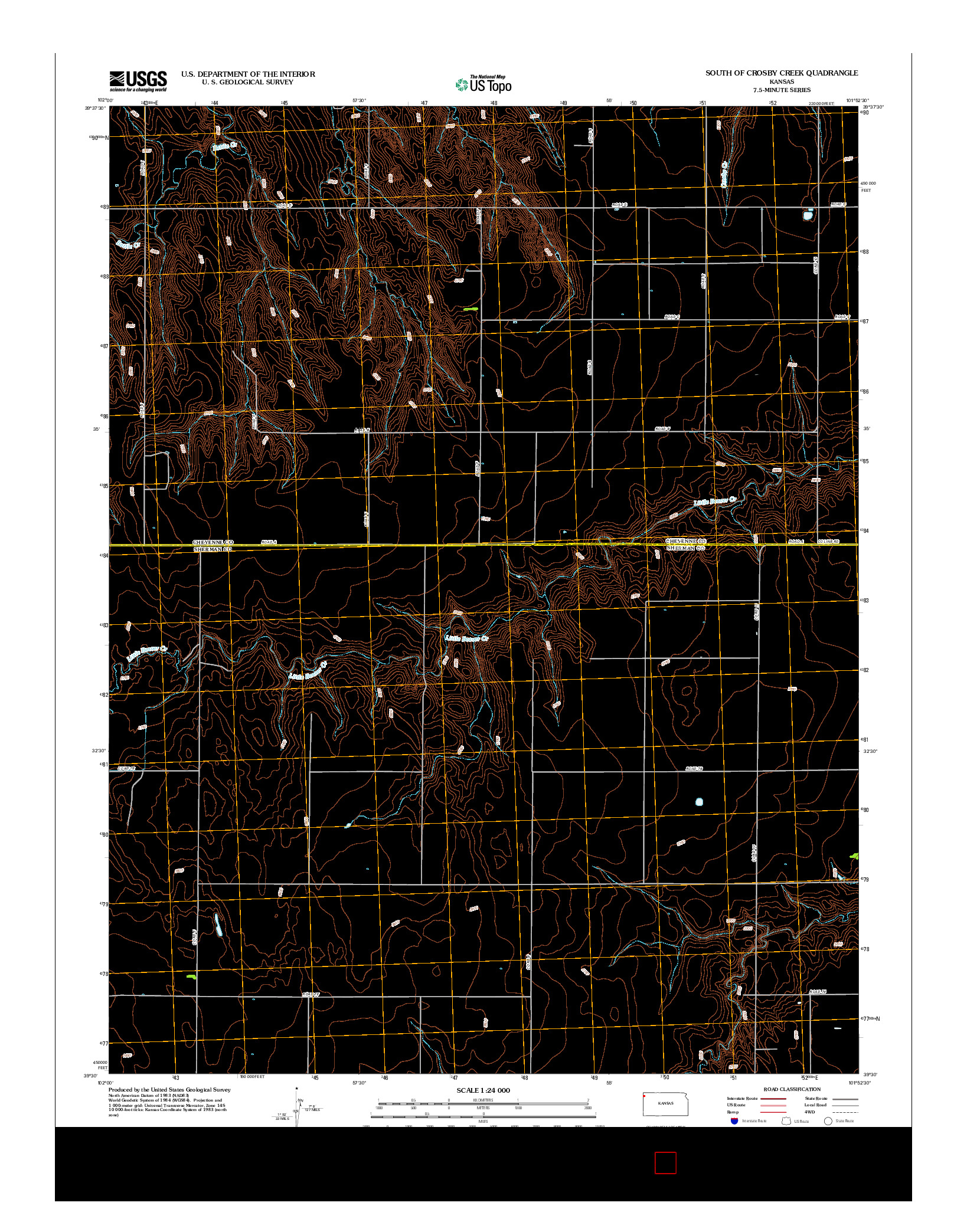 USGS US TOPO 7.5-MINUTE MAP FOR SOUTH OF CROSBY CREEK, KS 2012