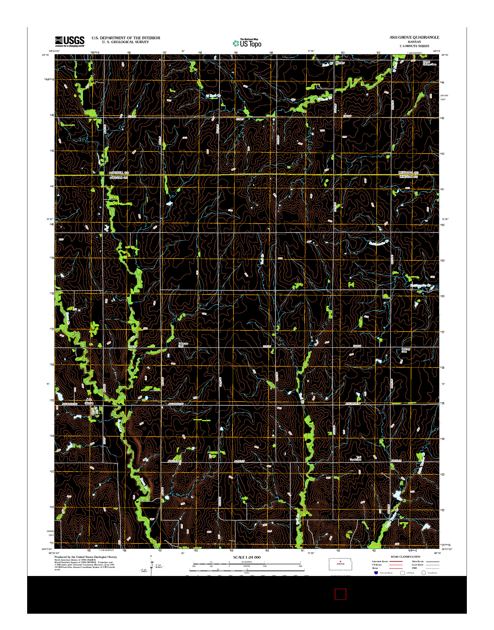USGS US TOPO 7.5-MINUTE MAP FOR ASH GROVE, KS 2012