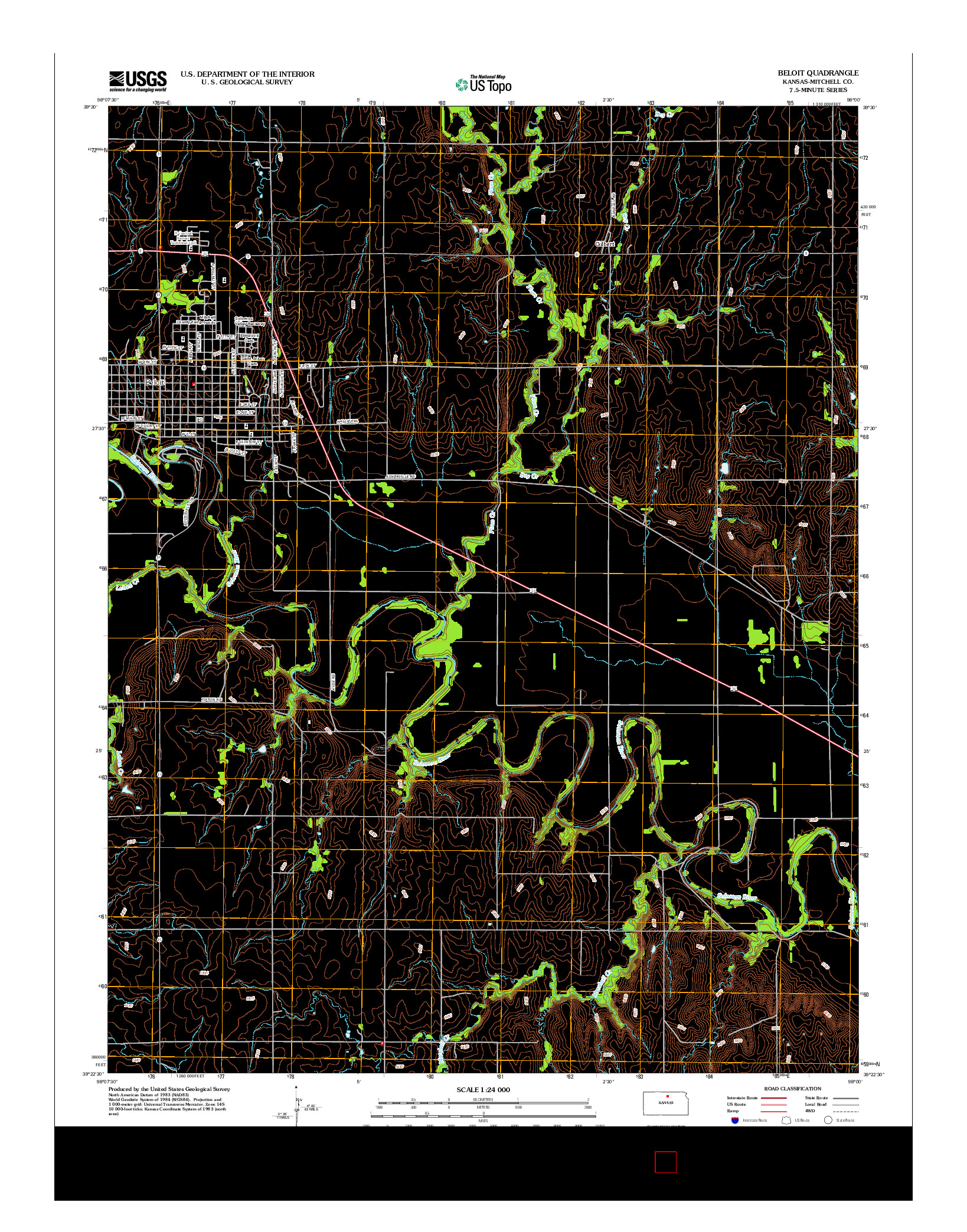 USGS US TOPO 7.5-MINUTE MAP FOR BELOIT, KS 2012