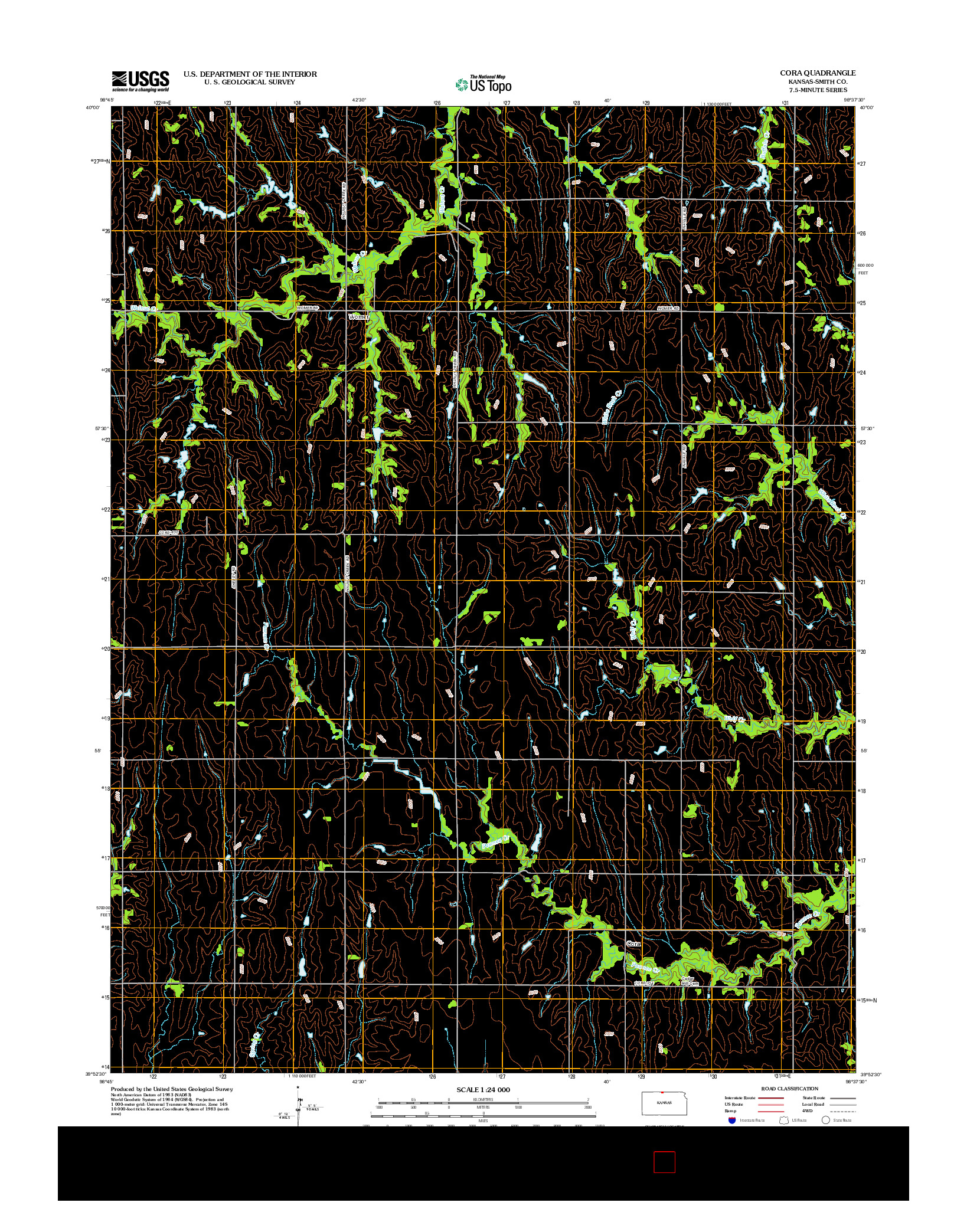 USGS US TOPO 7.5-MINUTE MAP FOR CORA, KS 2012