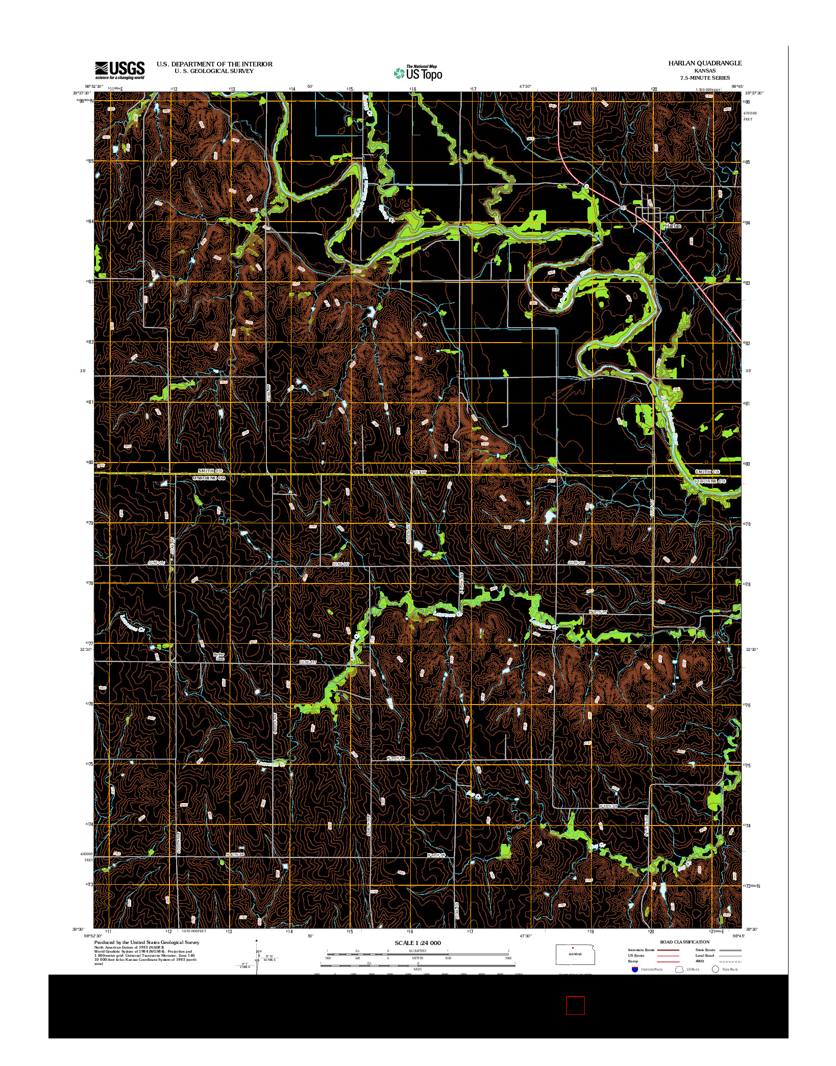 USGS US TOPO 7.5-MINUTE MAP FOR HARLAN, KS 2012