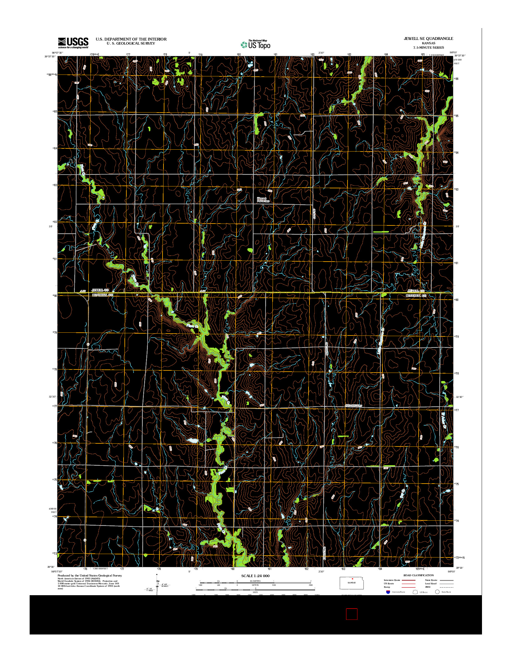 USGS US TOPO 7.5-MINUTE MAP FOR JEWELL SE, KS 2012
