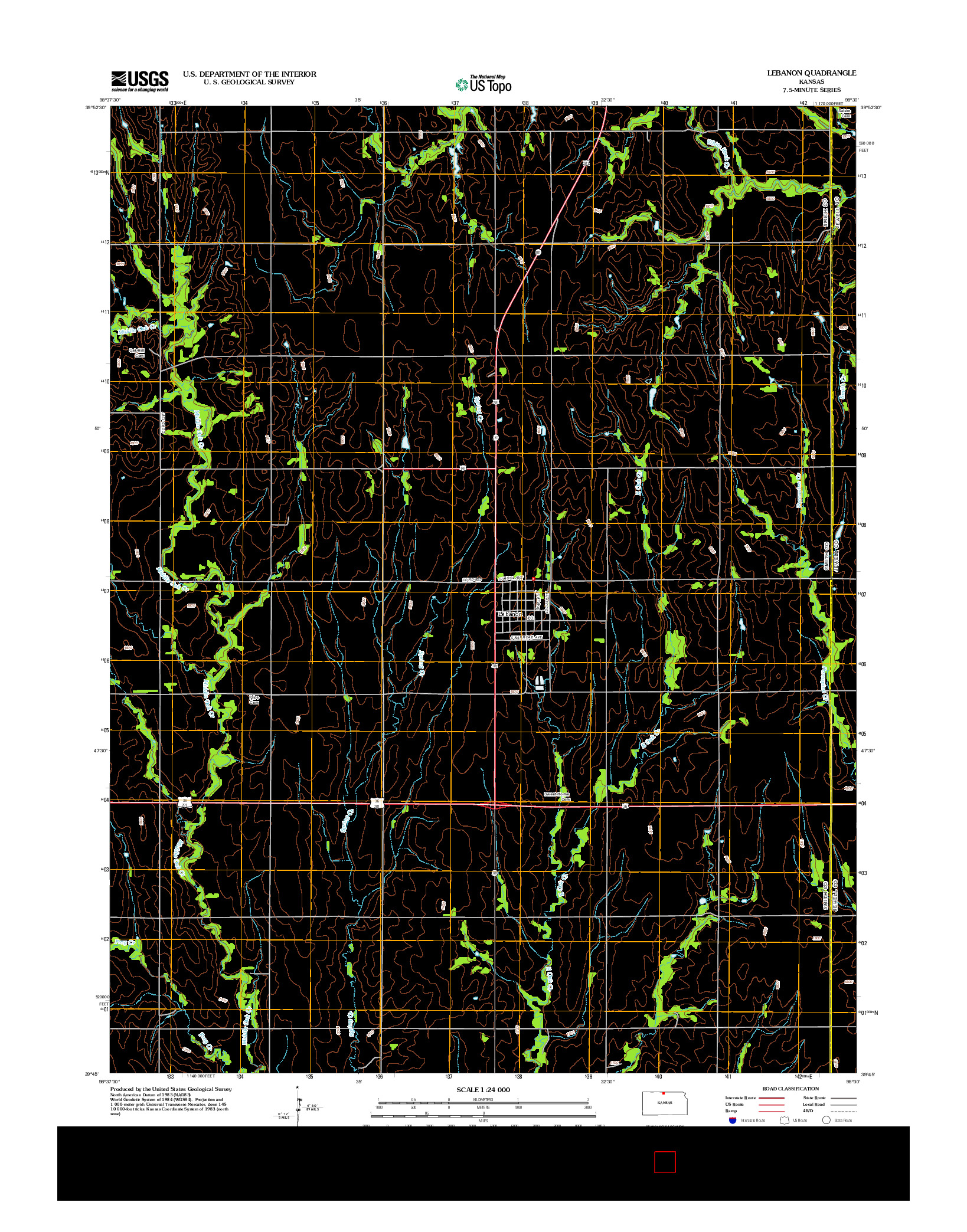 USGS US TOPO 7.5-MINUTE MAP FOR LEBANON, KS 2012