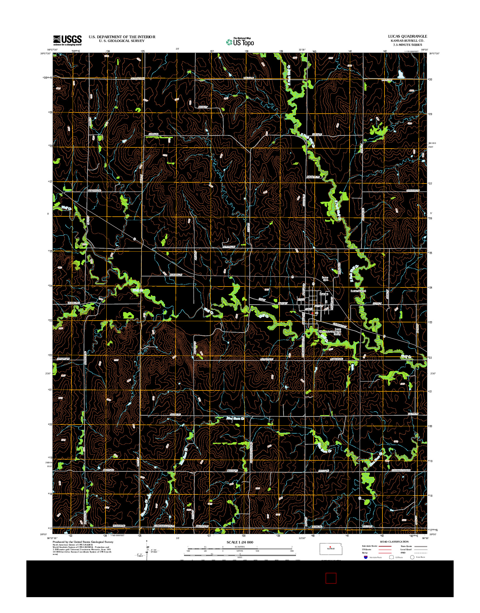 USGS US TOPO 7.5-MINUTE MAP FOR LUCAS, KS 2012