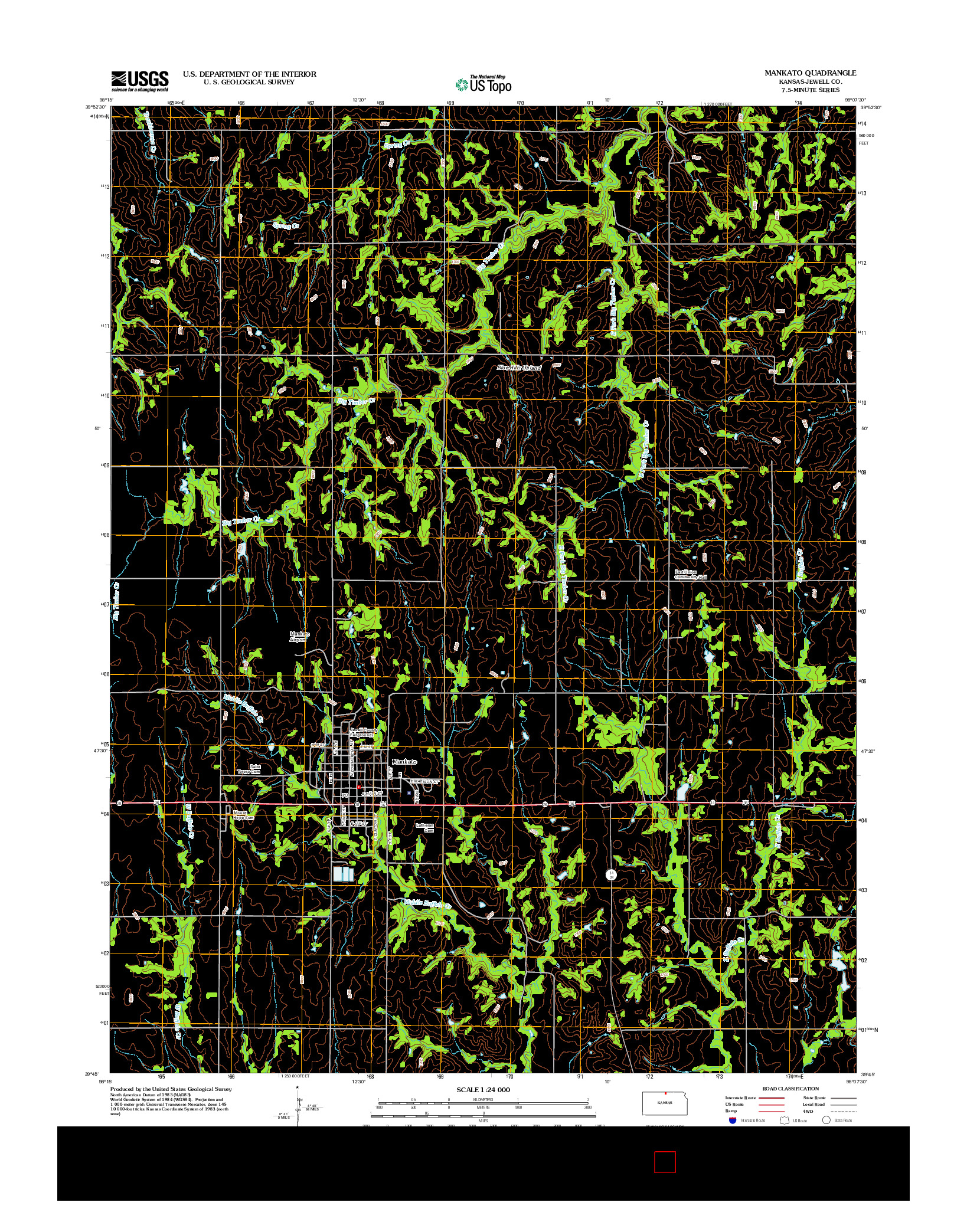 USGS US TOPO 7.5-MINUTE MAP FOR MANKATO, KS 2012