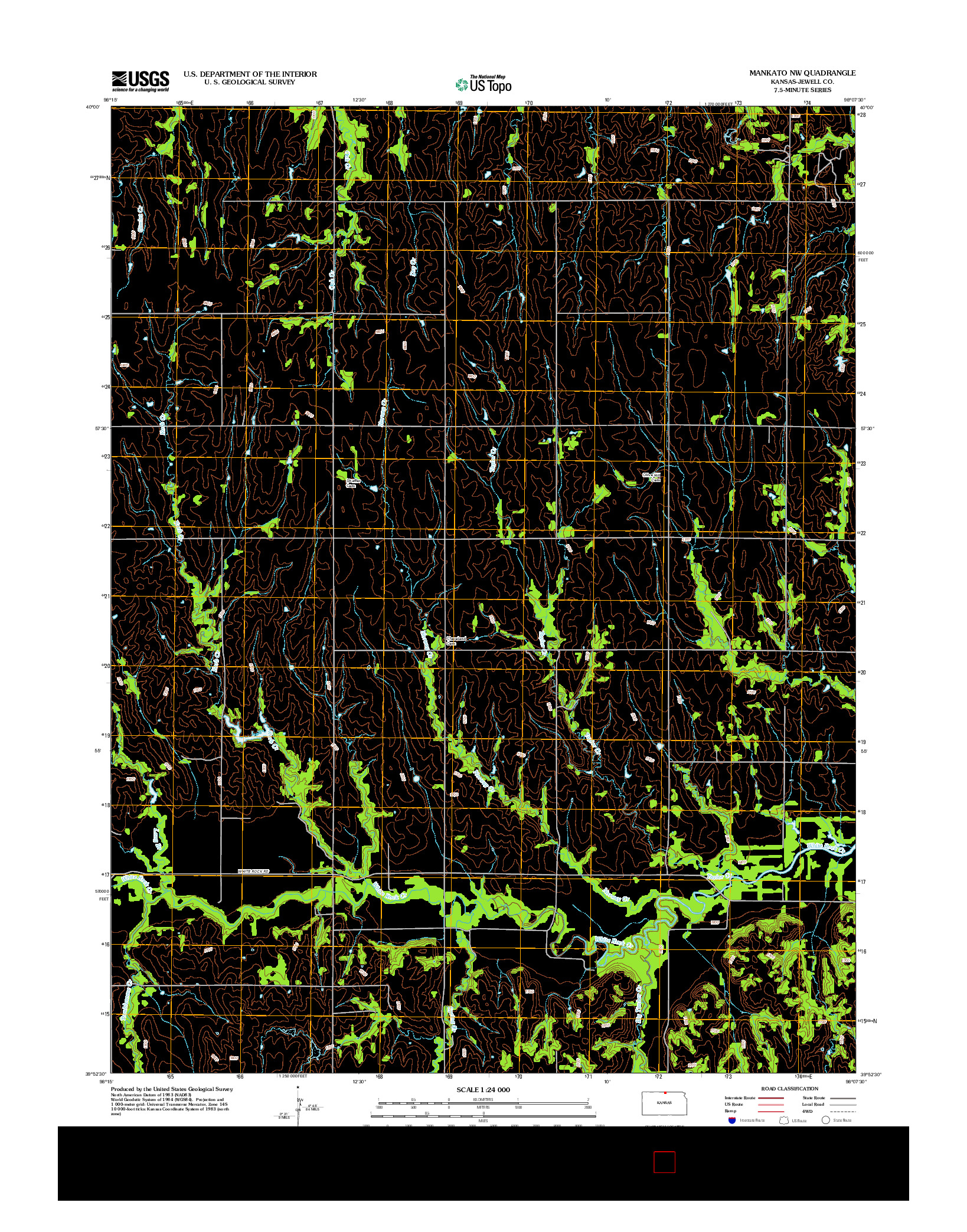 USGS US TOPO 7.5-MINUTE MAP FOR MANKATO NW, KS 2012