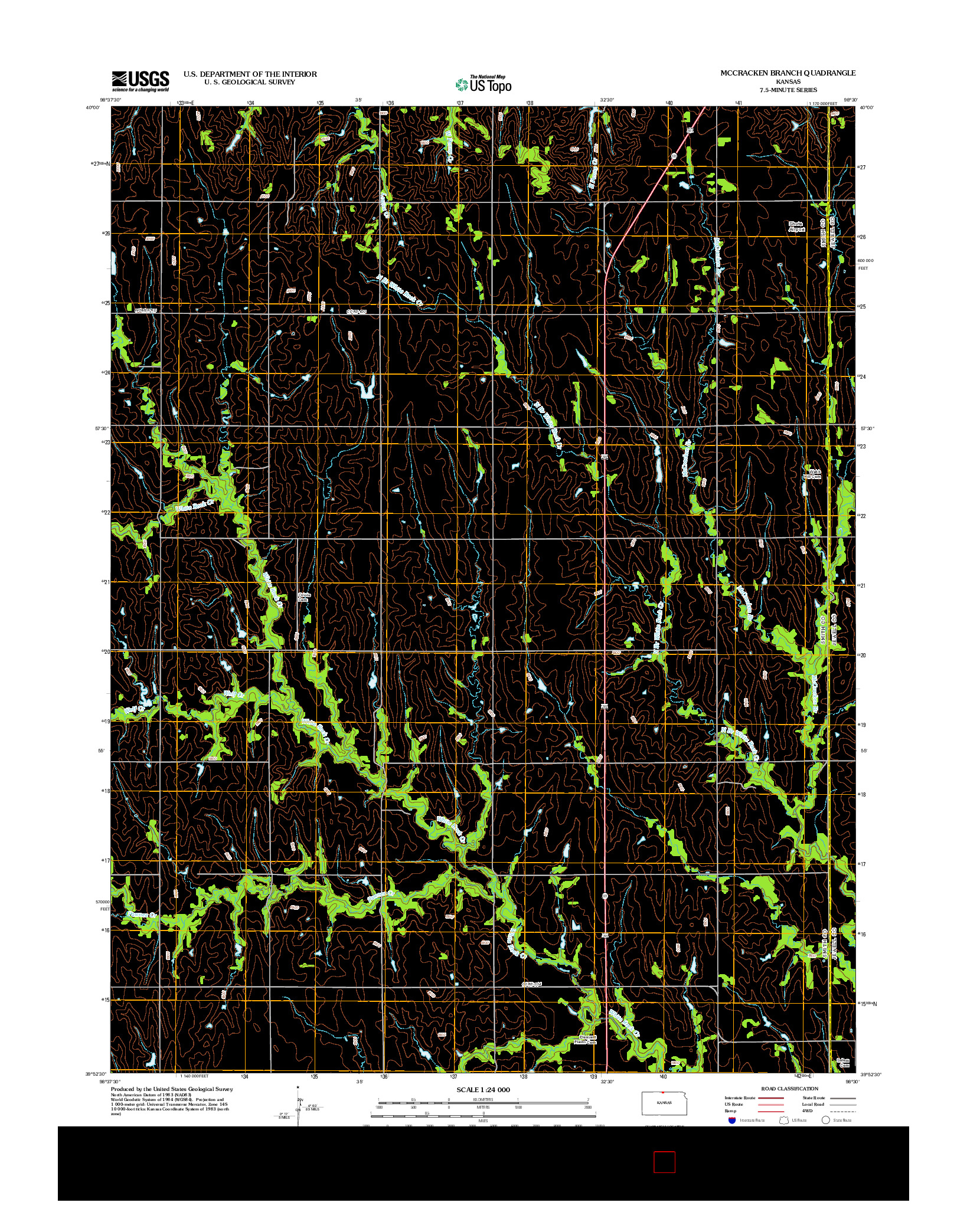 USGS US TOPO 7.5-MINUTE MAP FOR MCCRACKEN BRANCH, KS 2012